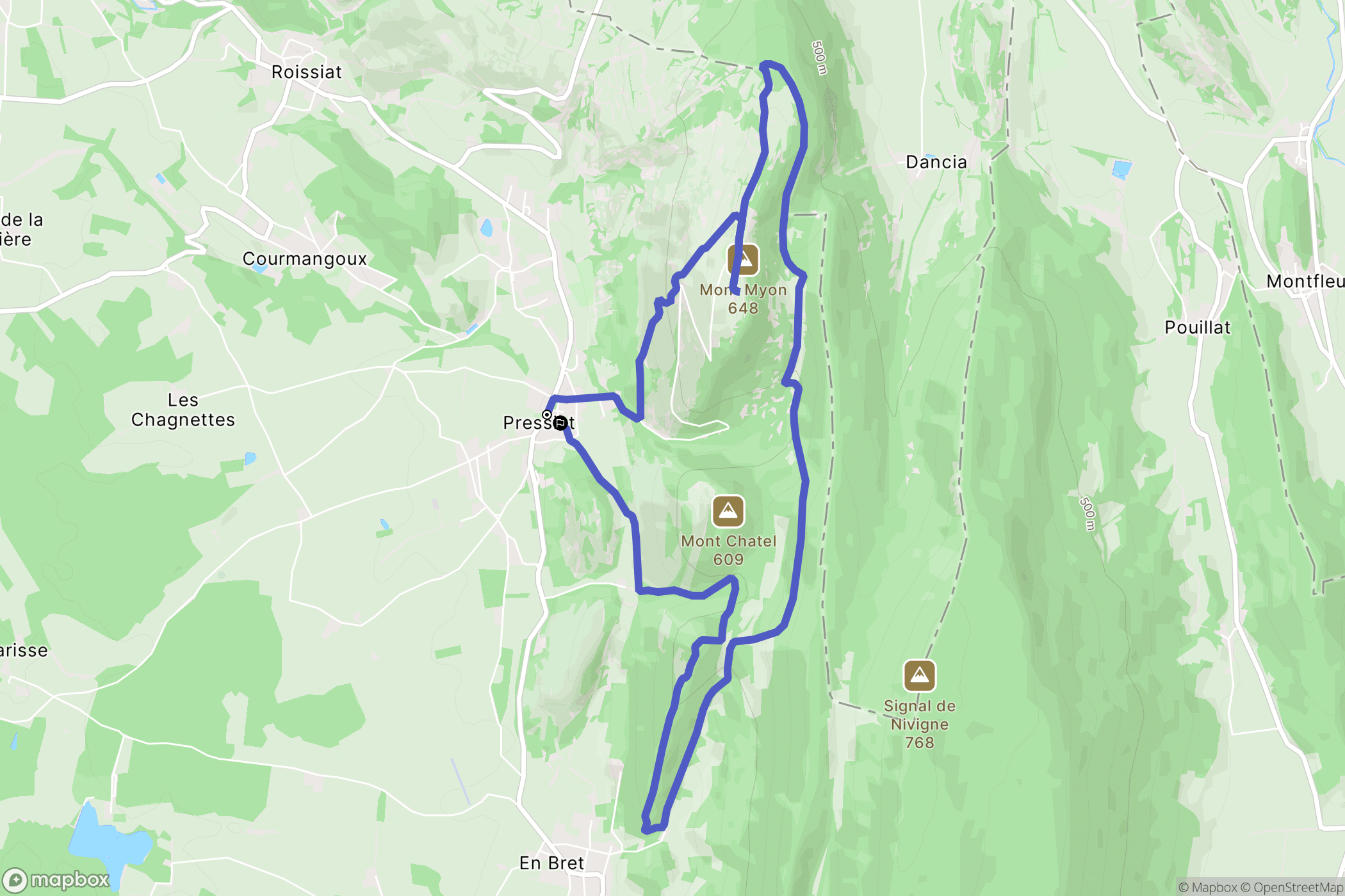 Val-Revermont : carte du parcours de randonnée - France