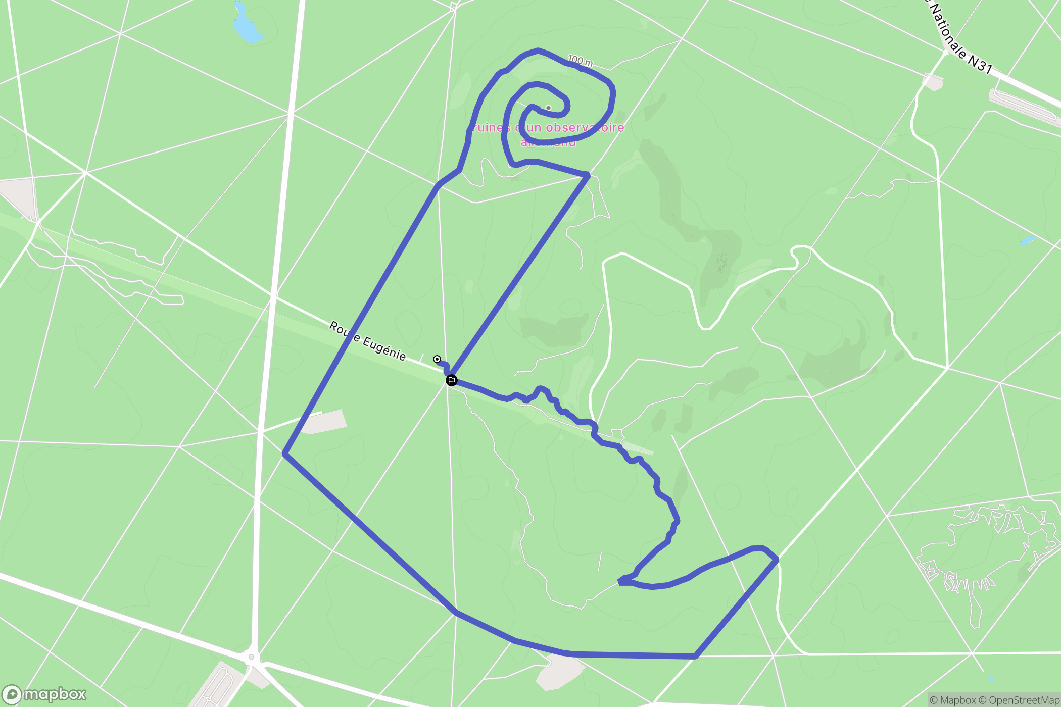 Compiègne : carte du parcours de randonnée - France