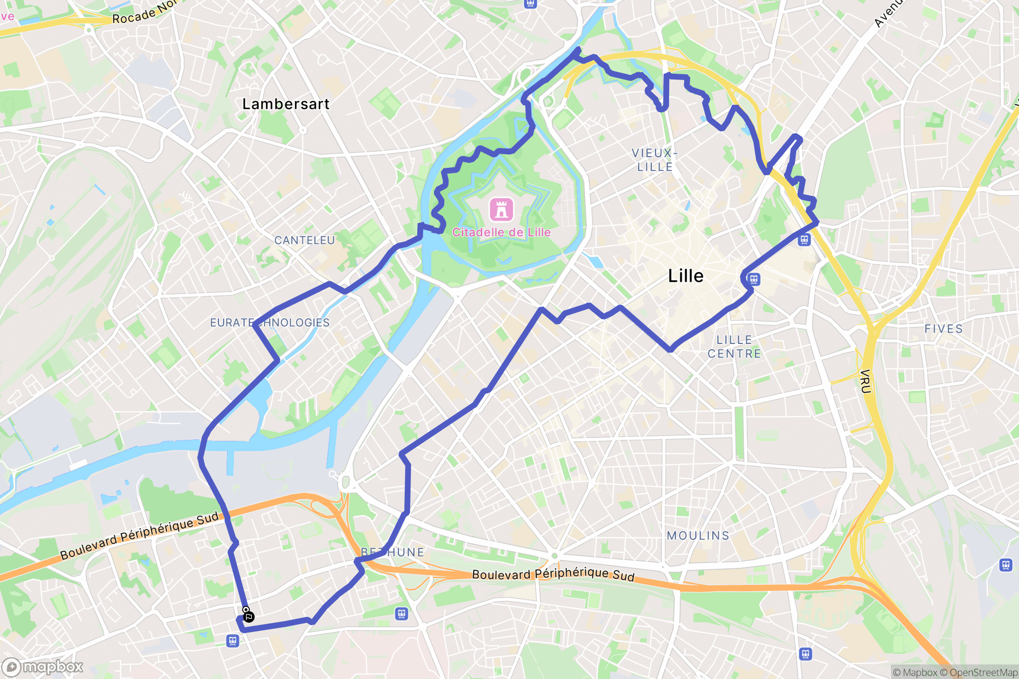 Loos : carte du parcours de randonnée - France