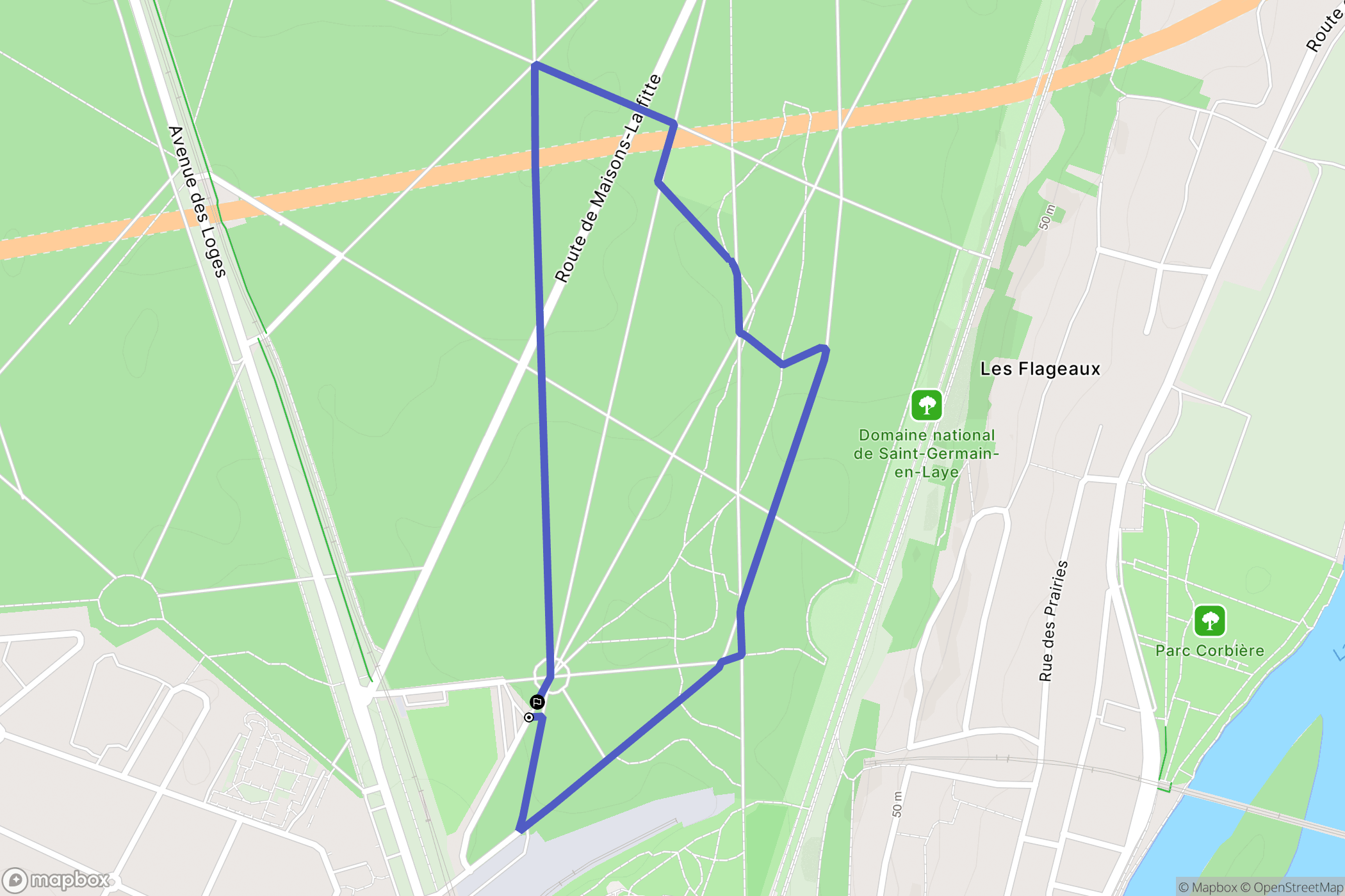 Saint-Germain-en-Laye : carte du parcours de randonnée - France