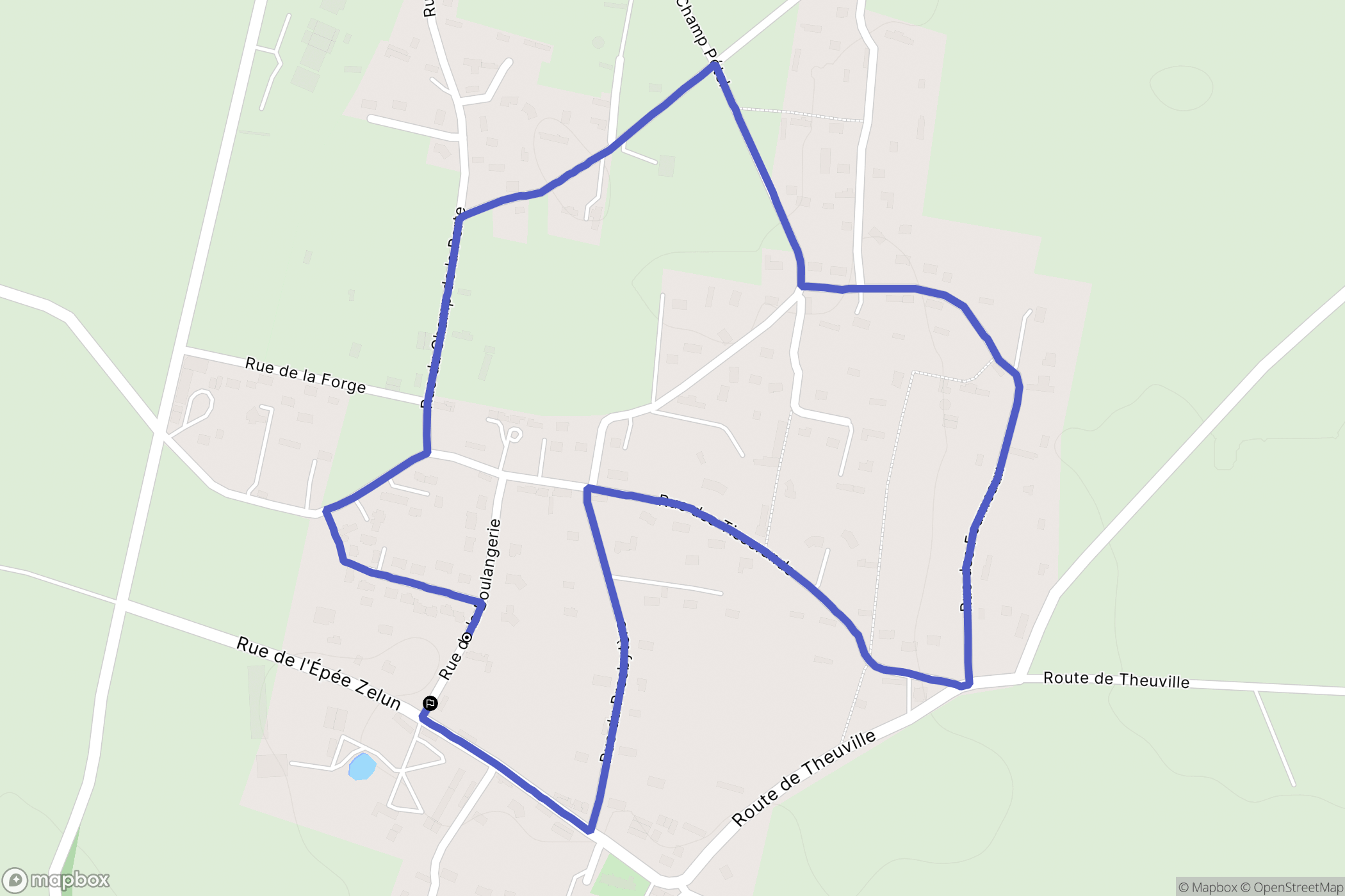 Thérouldeville : carte du parcours de randonnée - France