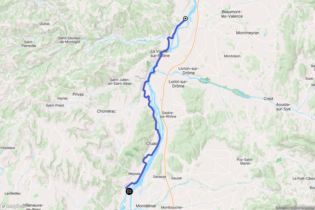 Charmes-sur-Rhône : carte du parcours de randonnée - France