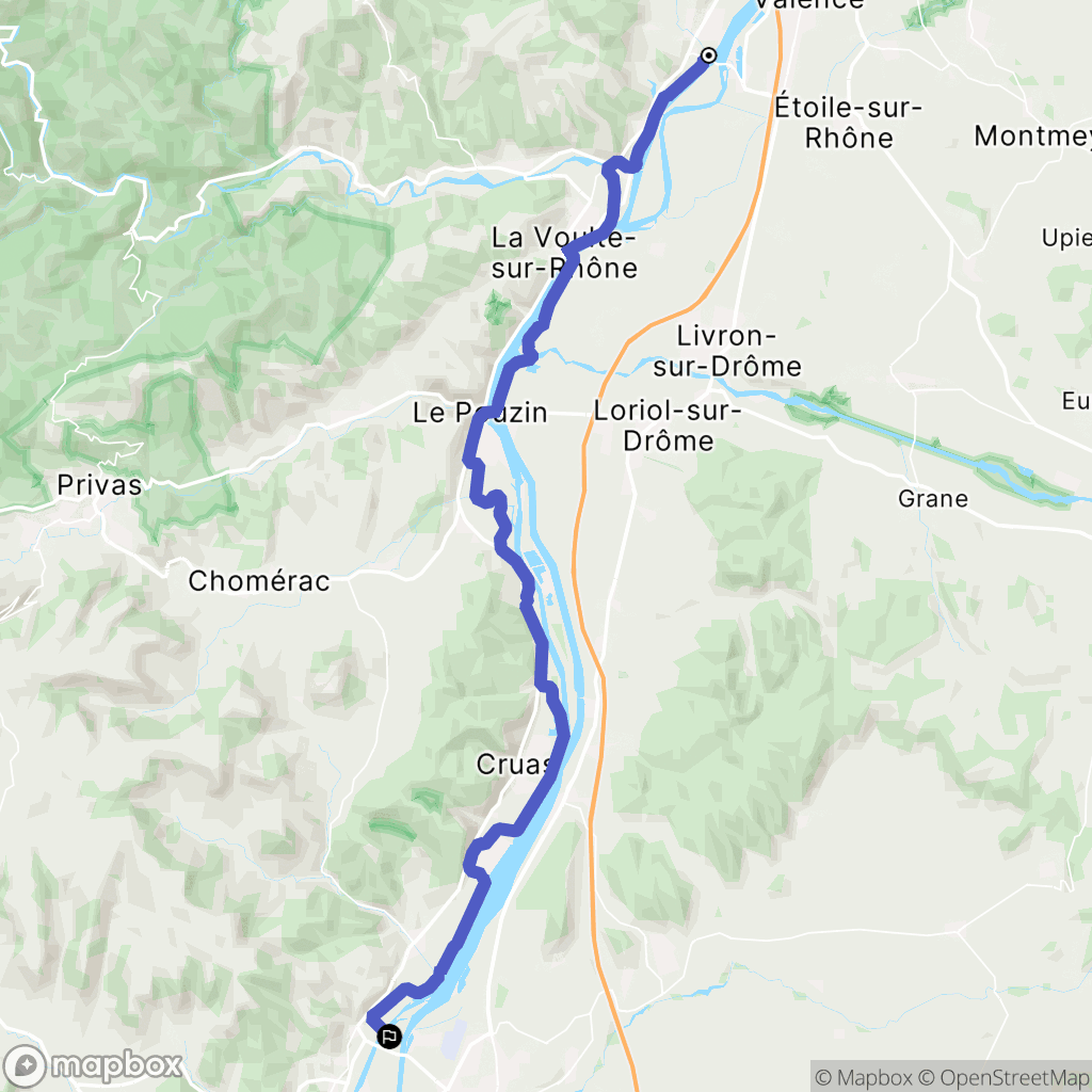 Charmes-sur-Rhône : carte du parcours de randonnée - France