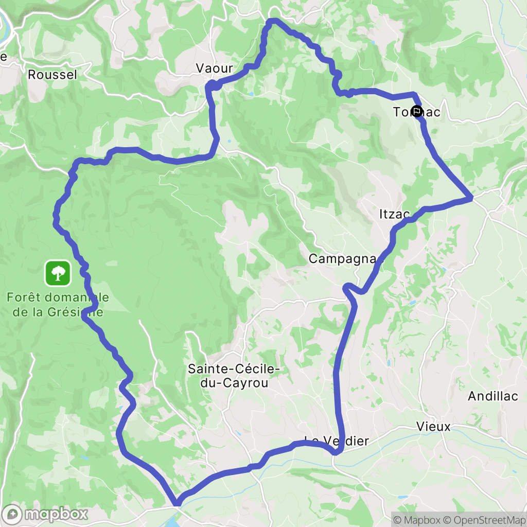 Tonnac : carte du parcours de randonnée - France