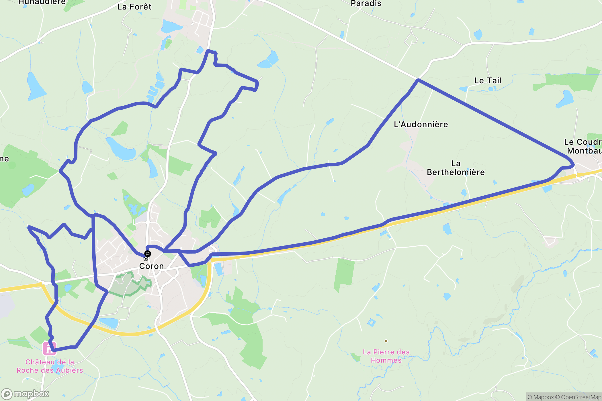 Coron : carte du parcours de randonnée - France