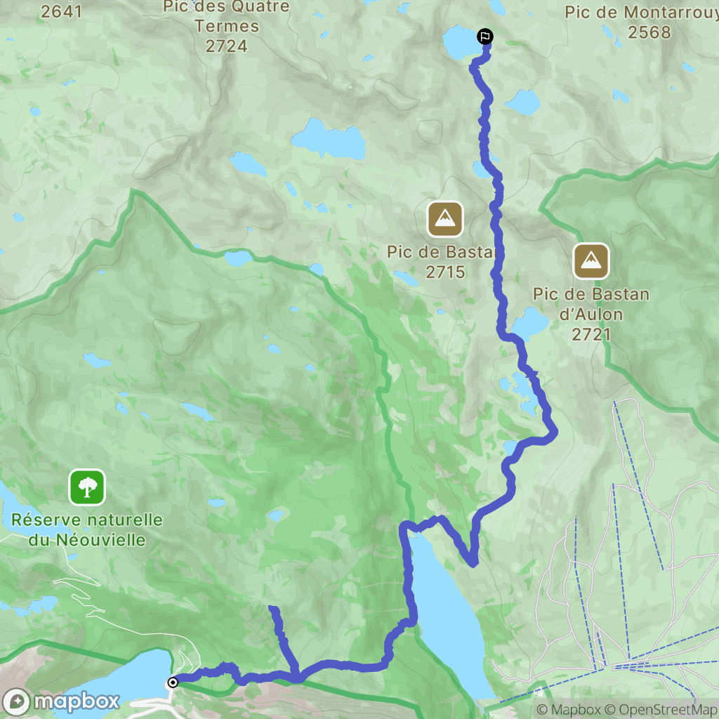 Aragnouet : carte du parcours de randonnée - France