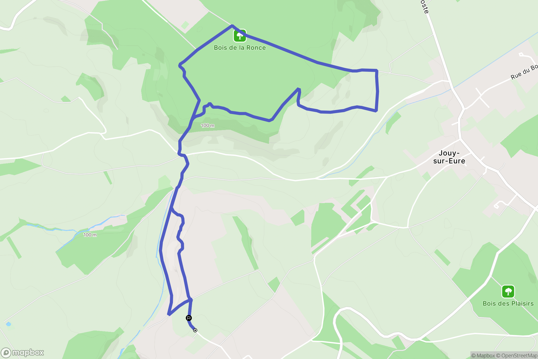 Jouy-sur-Eure : carte du parcours de randonnée - France