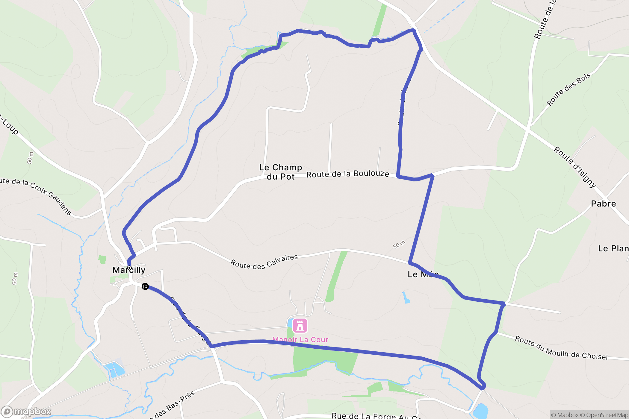 Marcilly : carte du parcours de randonnée - France