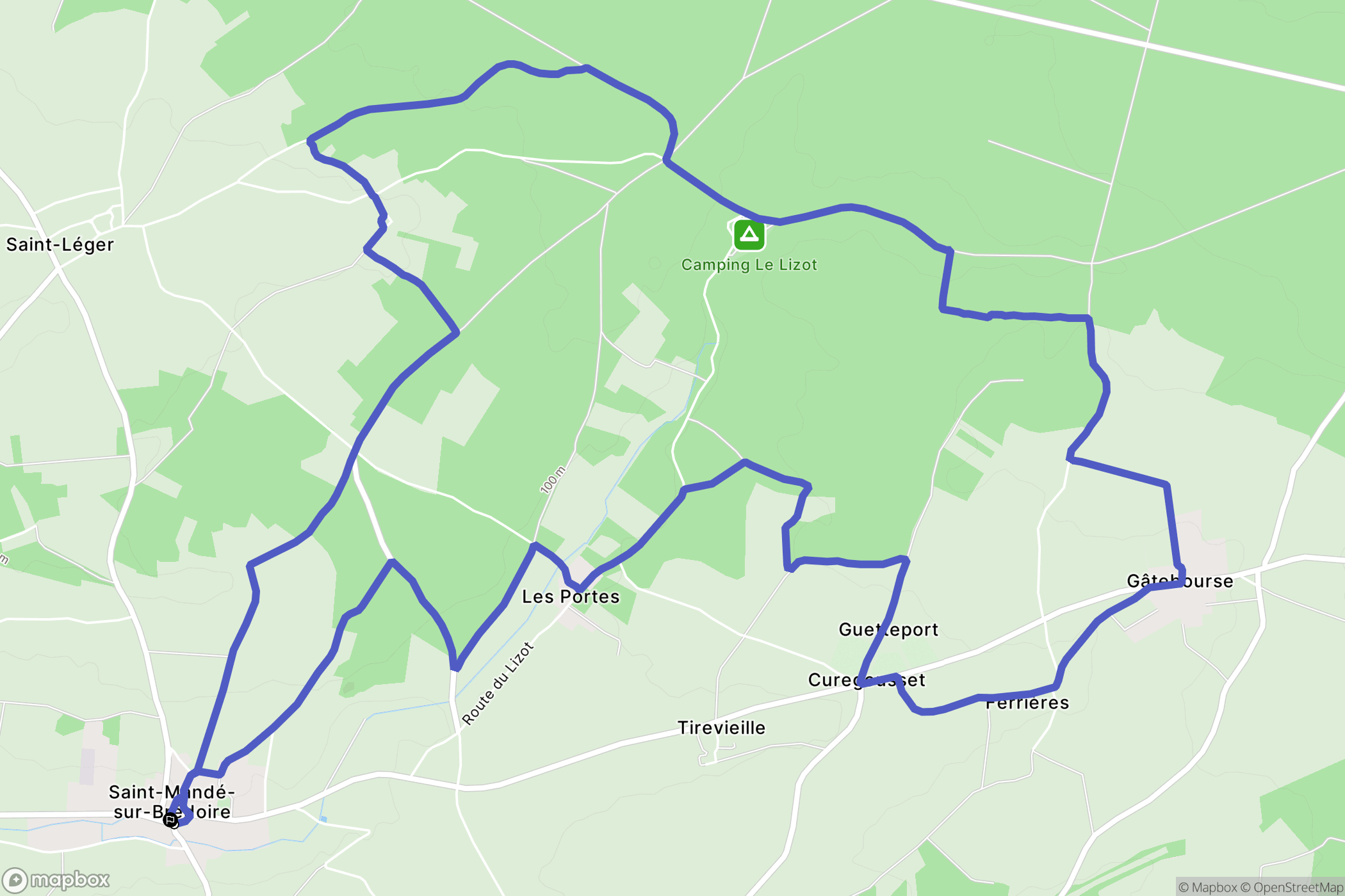 Saint-Mandé-sur-Brédoire : carte du parcours de randonnée - France