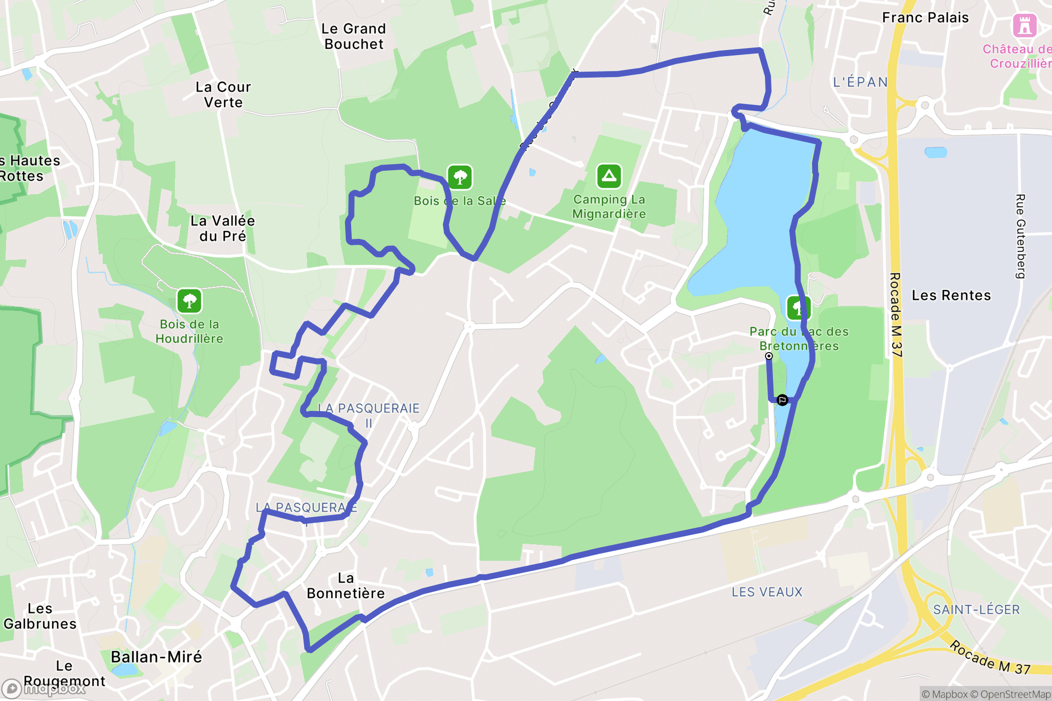 Joué-lès-Tours : carte du parcours de randonnée - France