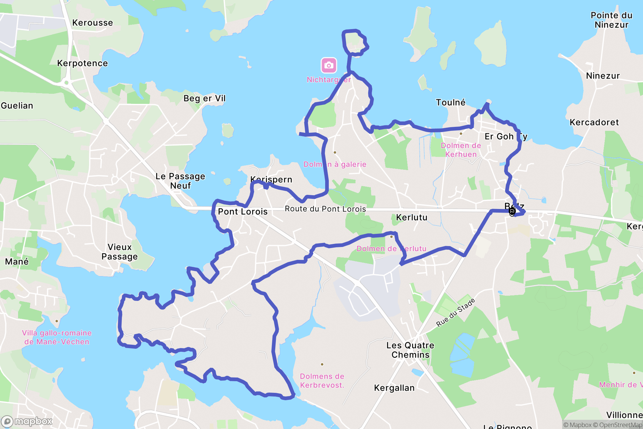 Belz : carte du parcours de randonnée - France