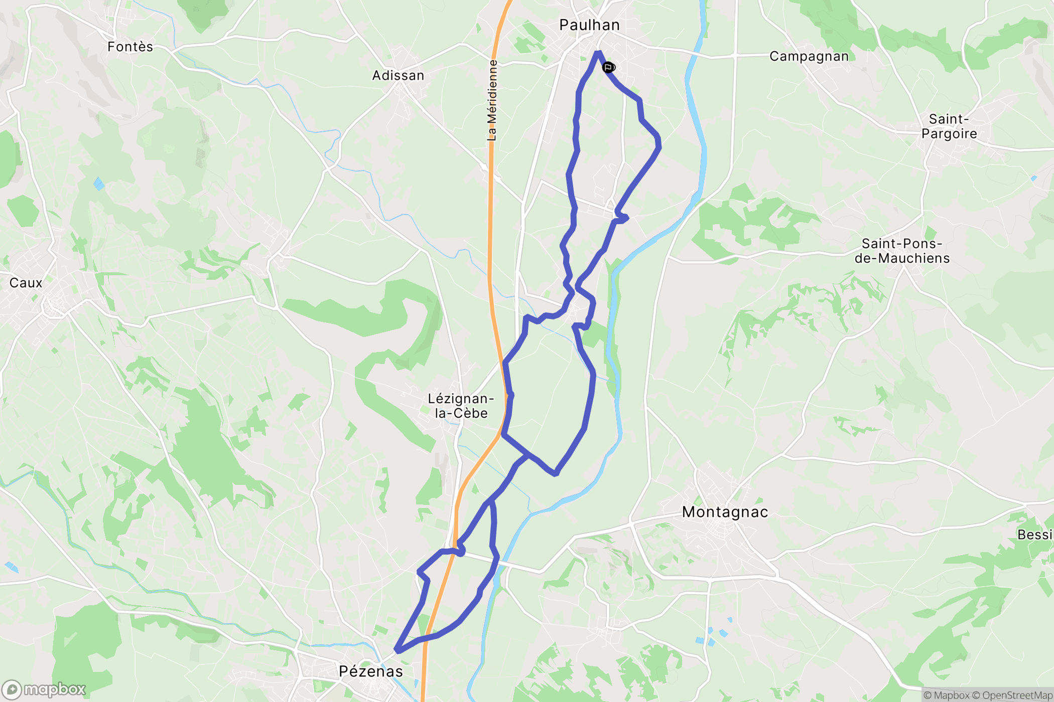 Paulhan : carte du parcours de randonnée - France
