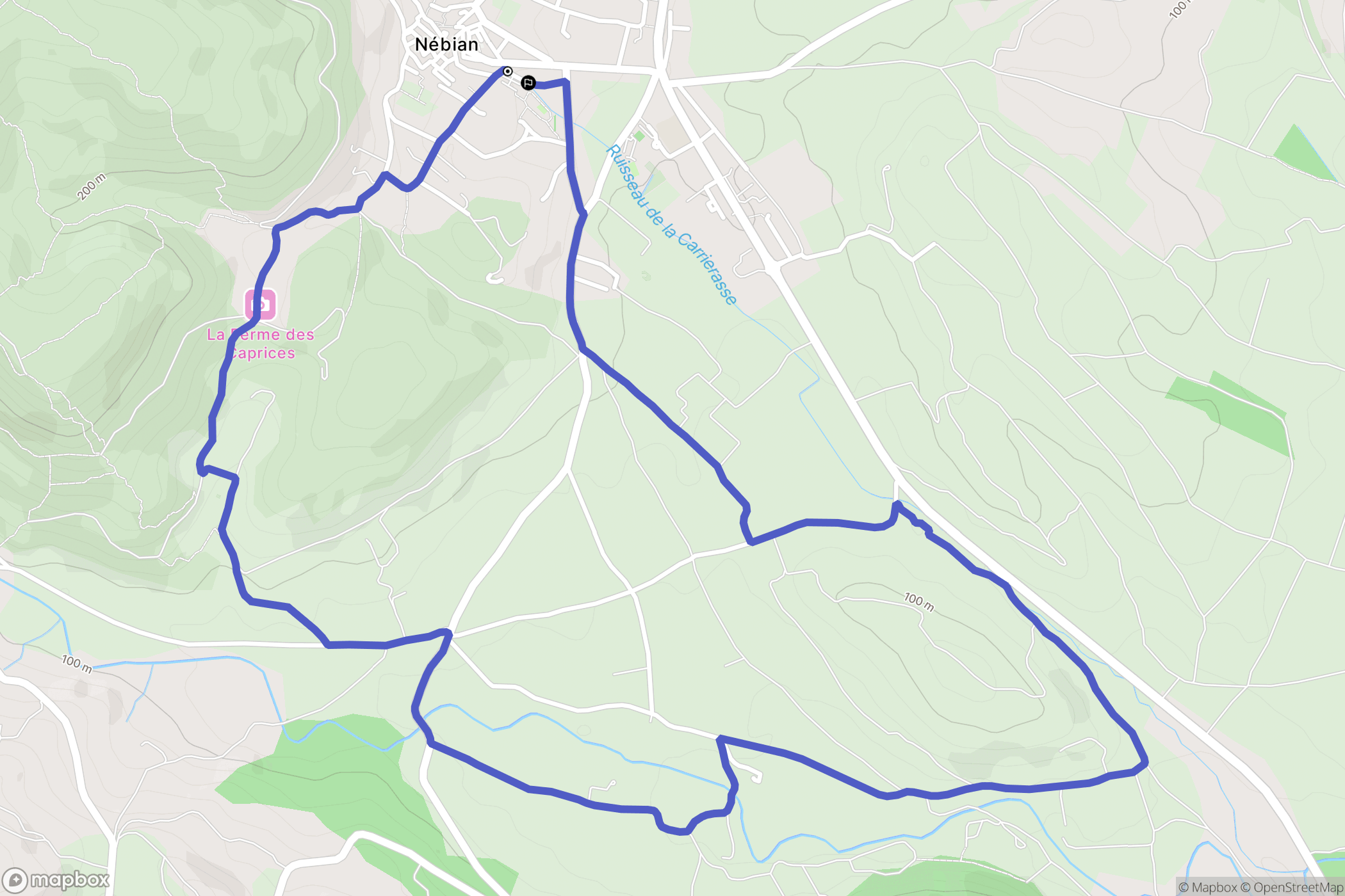 Nébian : carte du parcours de randonnée - France