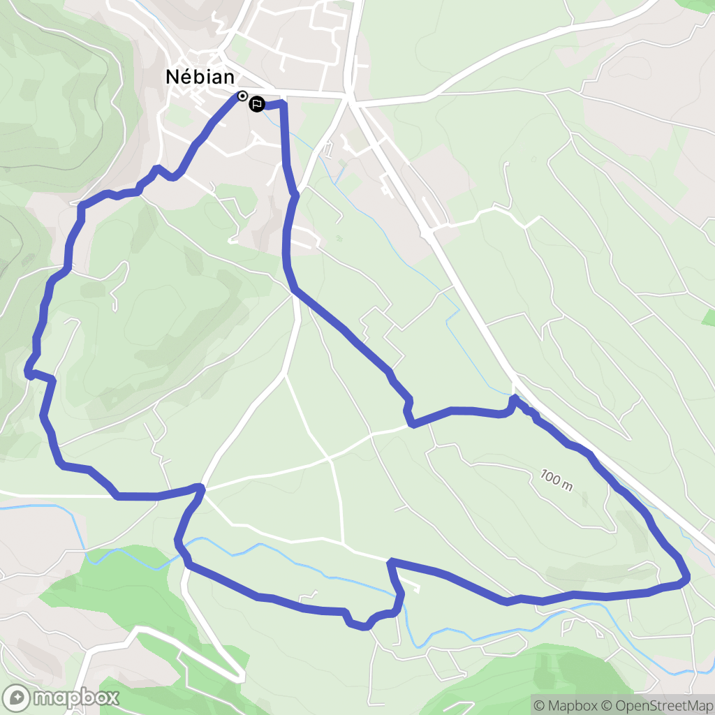 Nébian : carte du parcours de randonnée - France