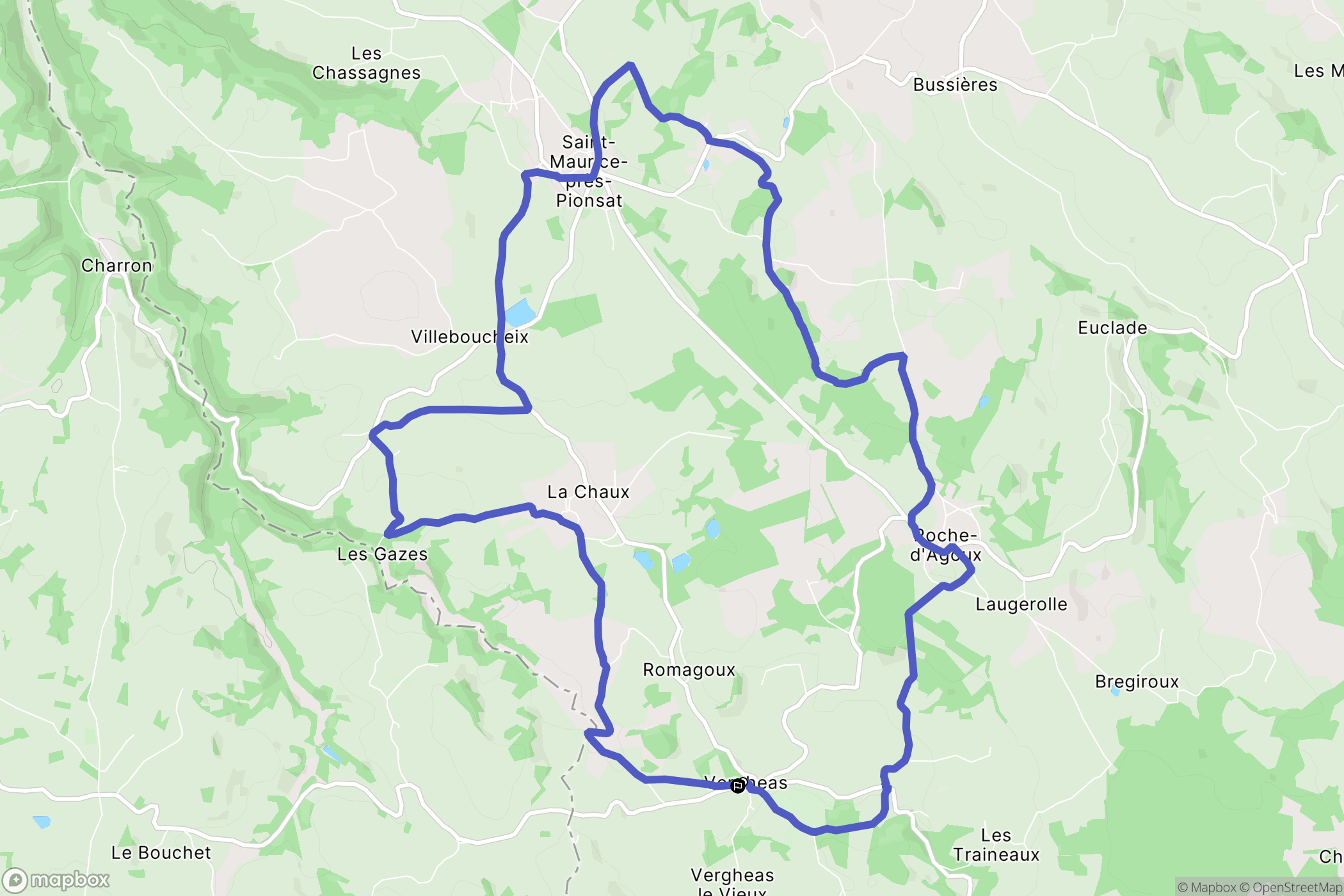 Vergheas : carte du parcours de randonnée - France