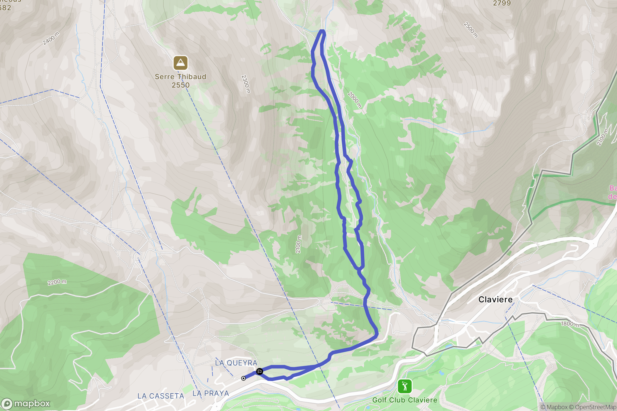 Montgenèvre : carte du parcours de randonnée - France