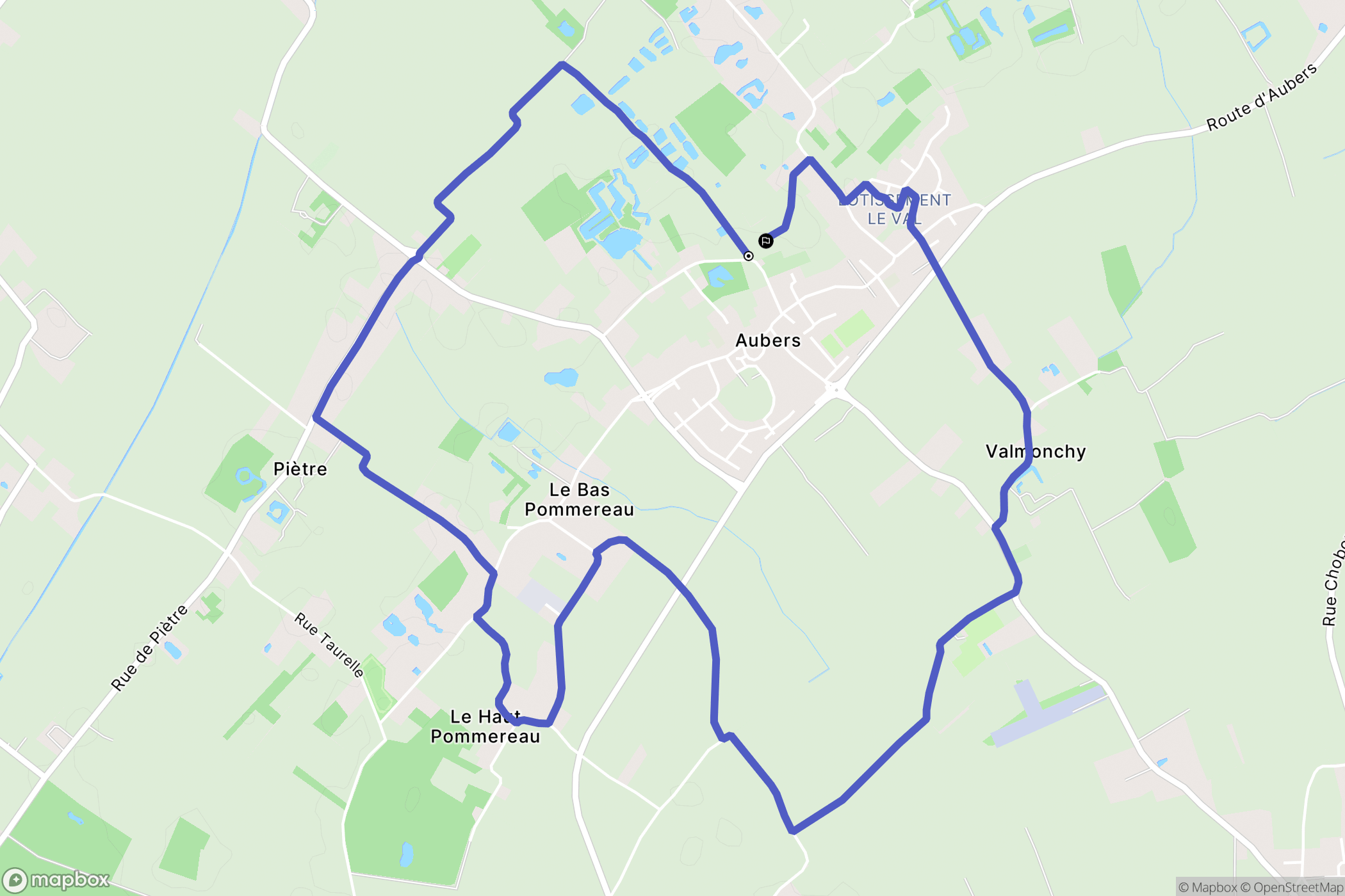 Aubers : carte du parcours de randonnée - France