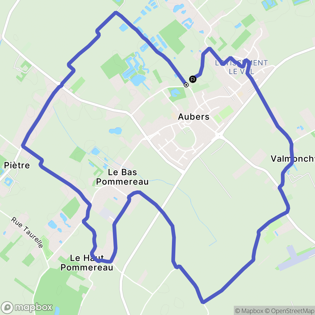 Aubers : carte du parcours de randonnée - France