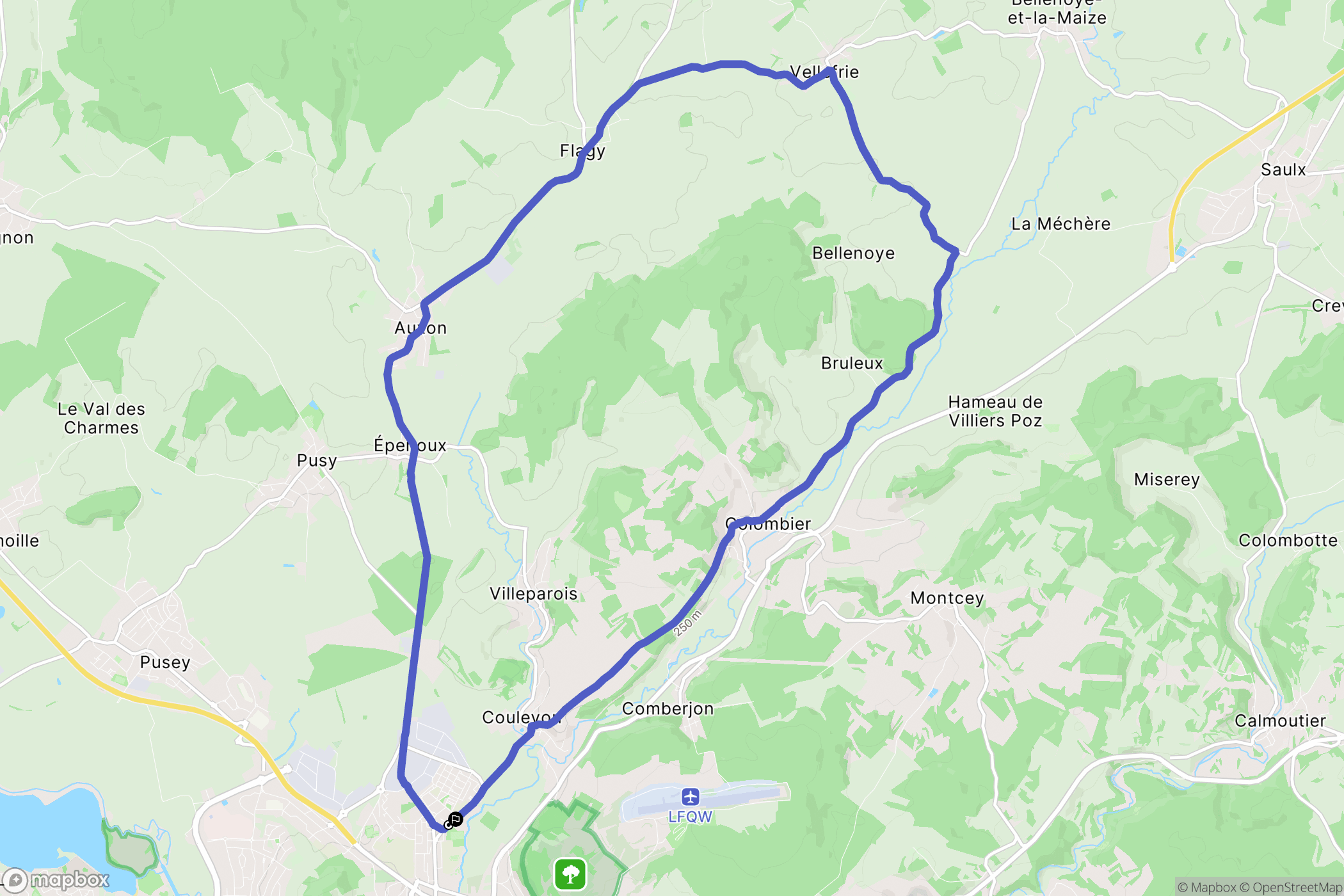 Vesoul : carte du parcours de randonnée - France