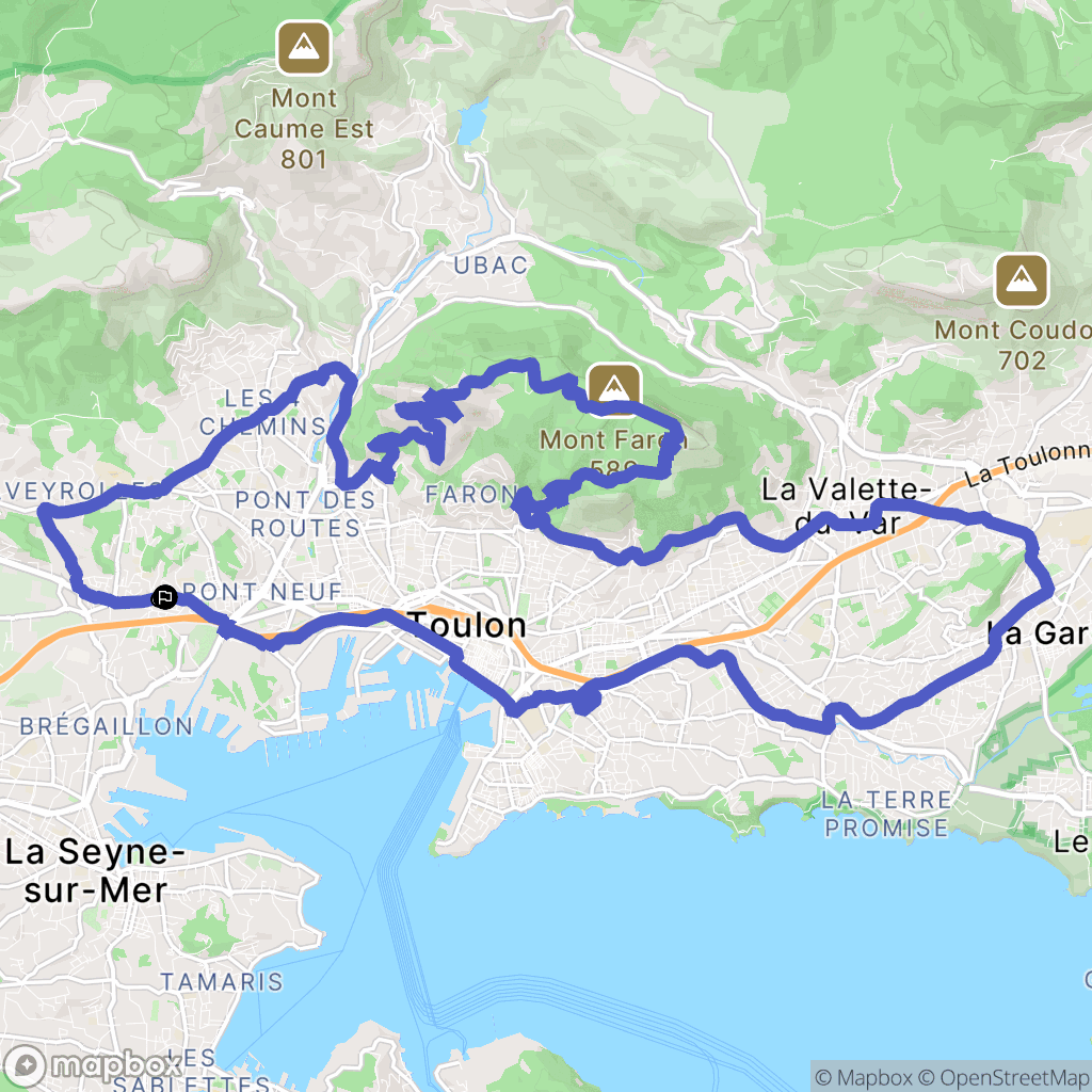 Toulon : carte du parcours de randonnée - France