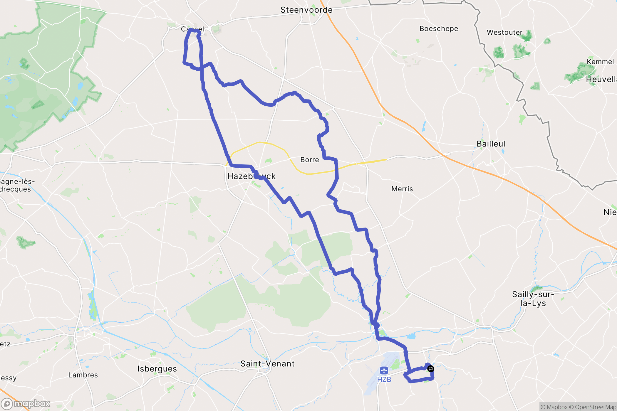 Lestrem : carte du parcours de randonnée - France