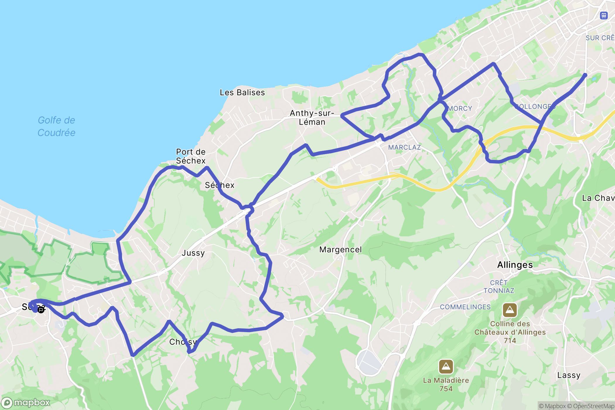 Sciez : carte du parcours de randonnée - France