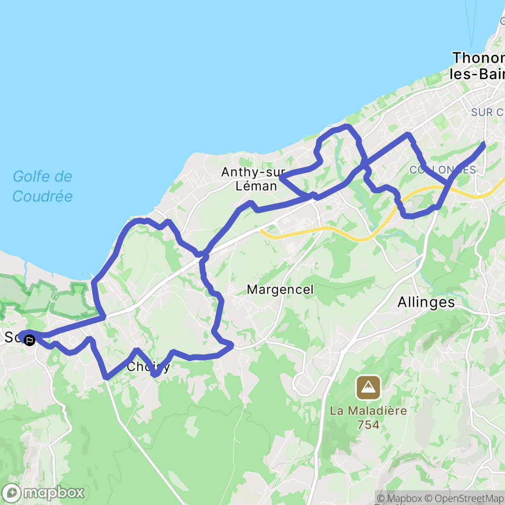 Sciez : carte du parcours de randonnée - France