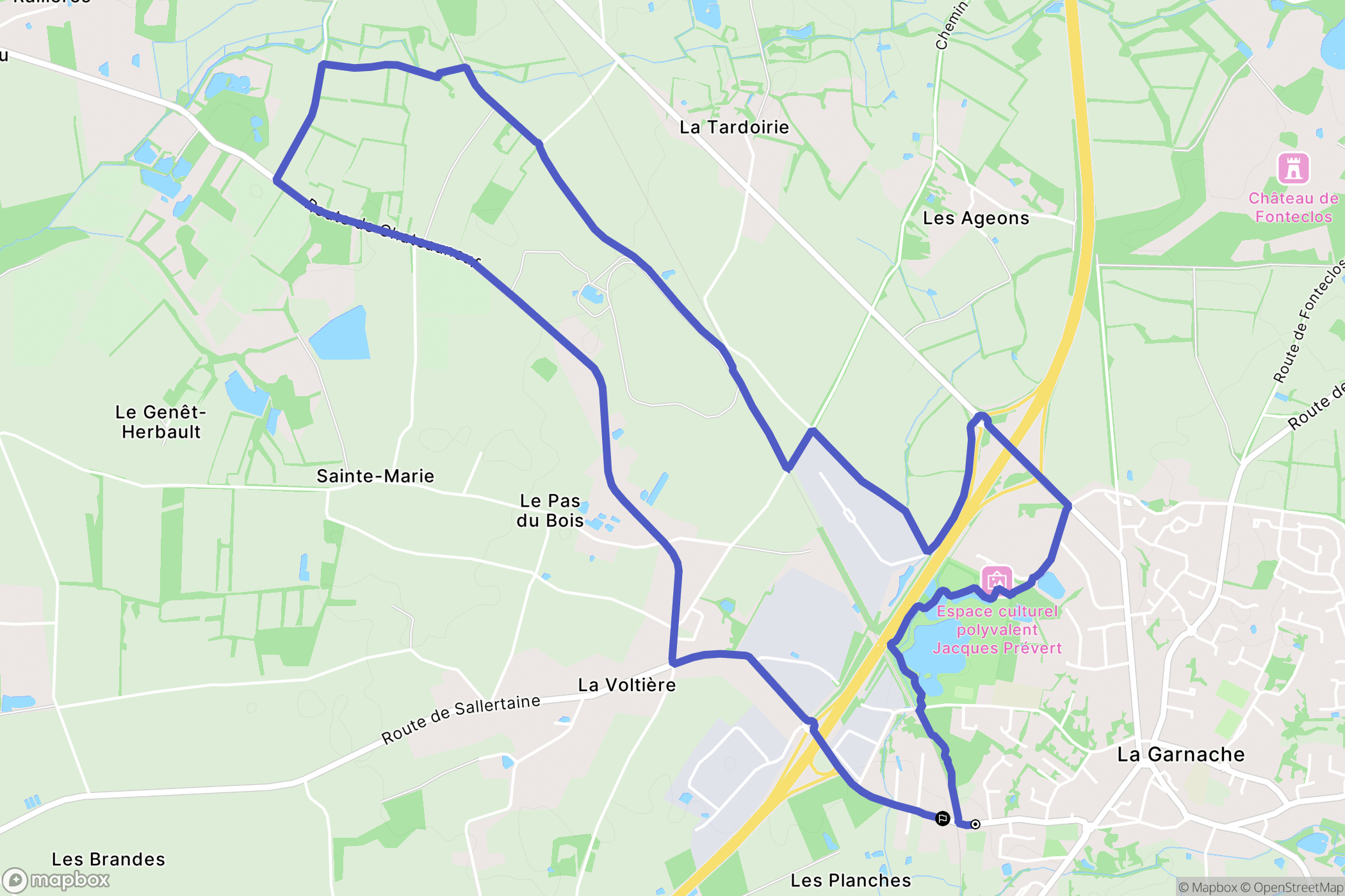 La Garnache : carte du parcours de randonnée - France