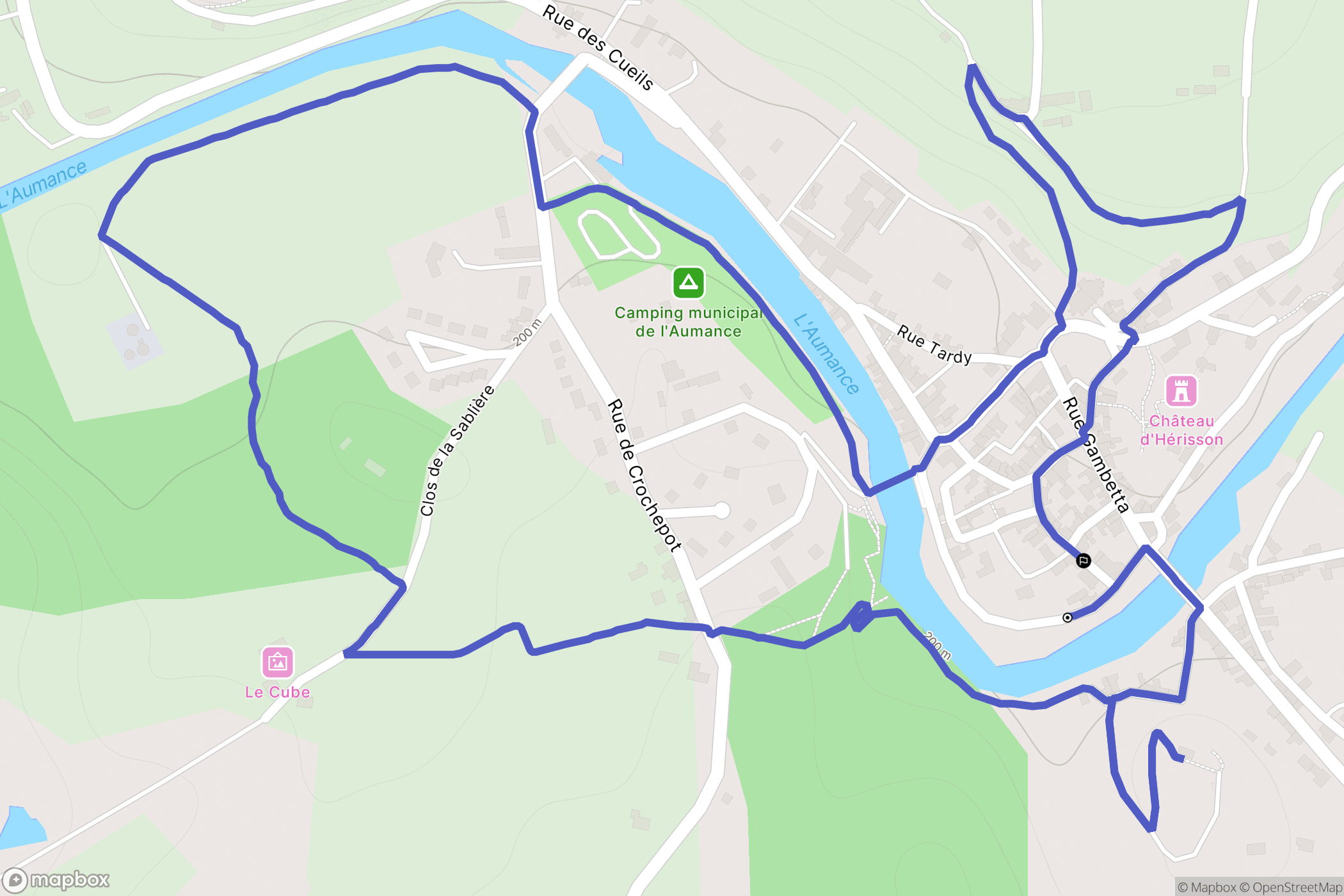 Hérisson : carte du parcours de randonnée - France
