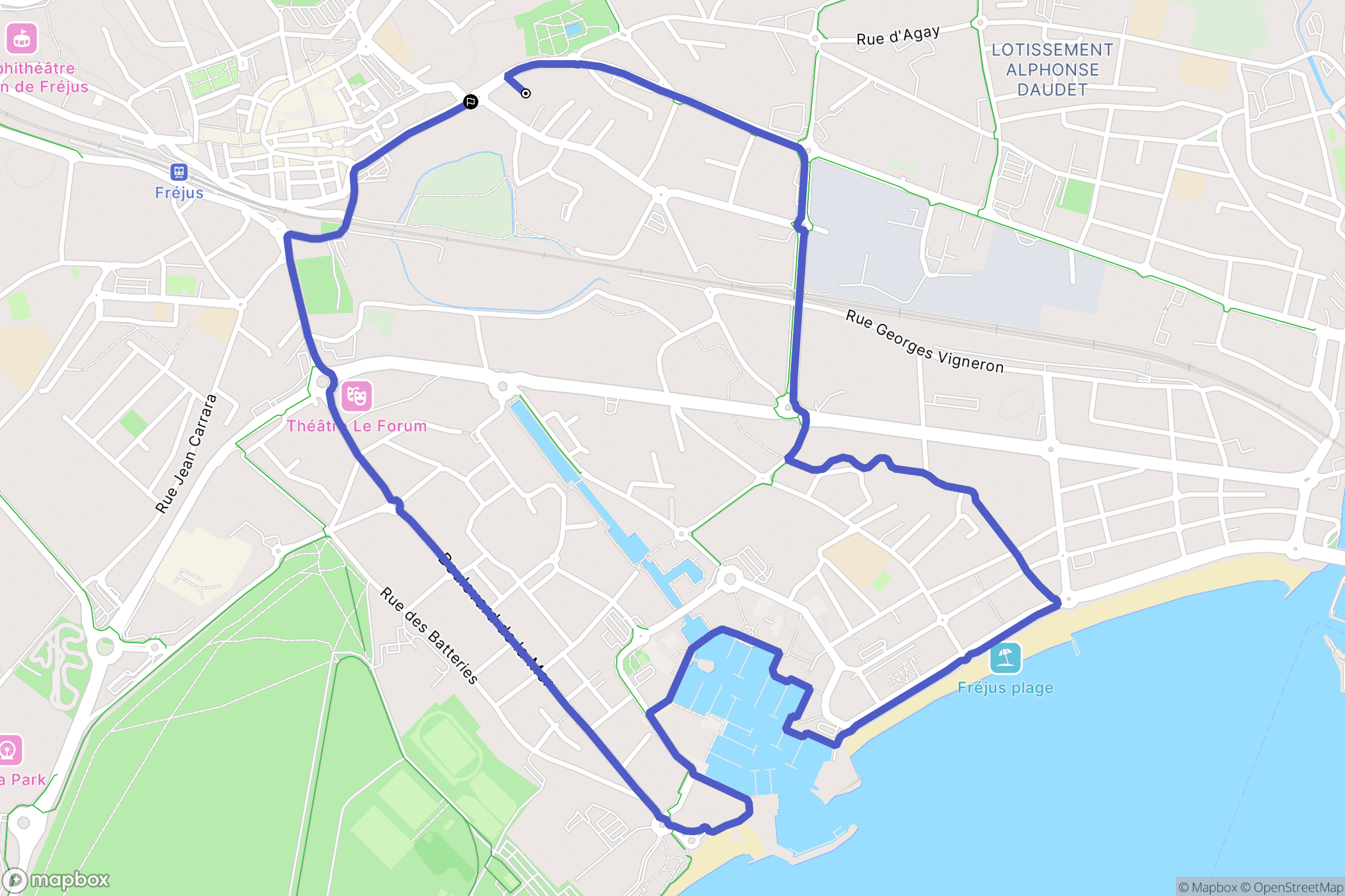 Fréjus : carte du parcours de randonnée - France