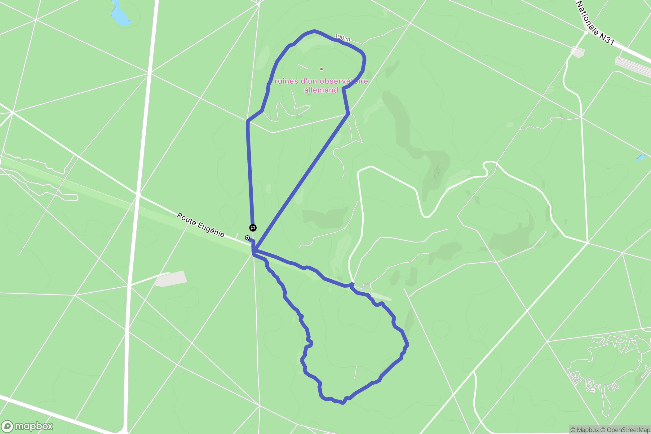Compiègne : carte du parcours de randonnée - France