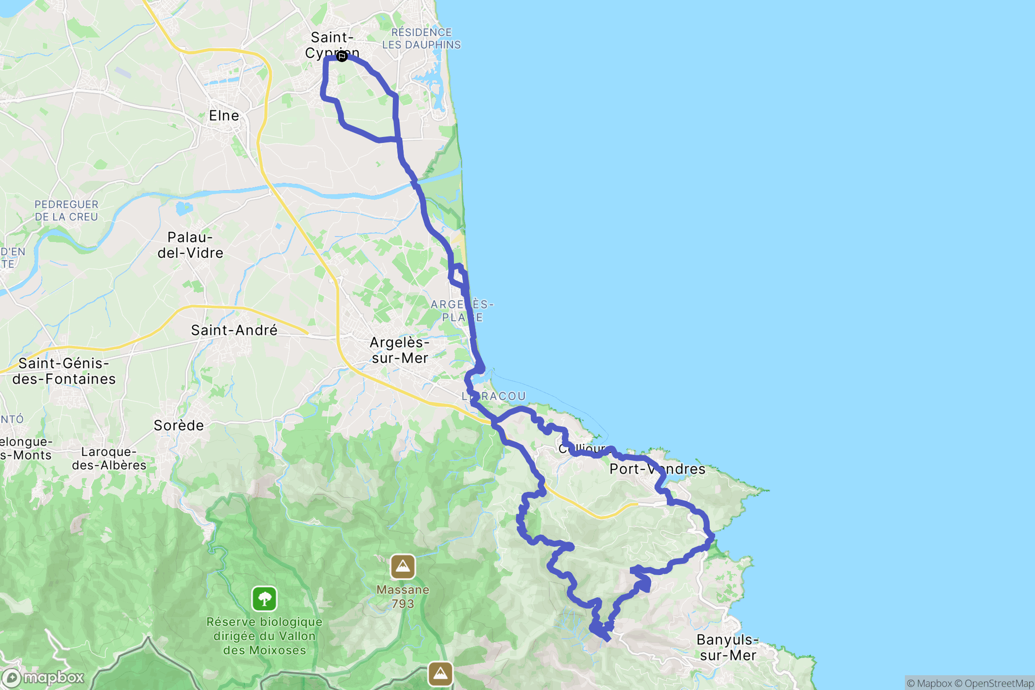 Saint-Cyprien : carte du parcours de randonnée - France