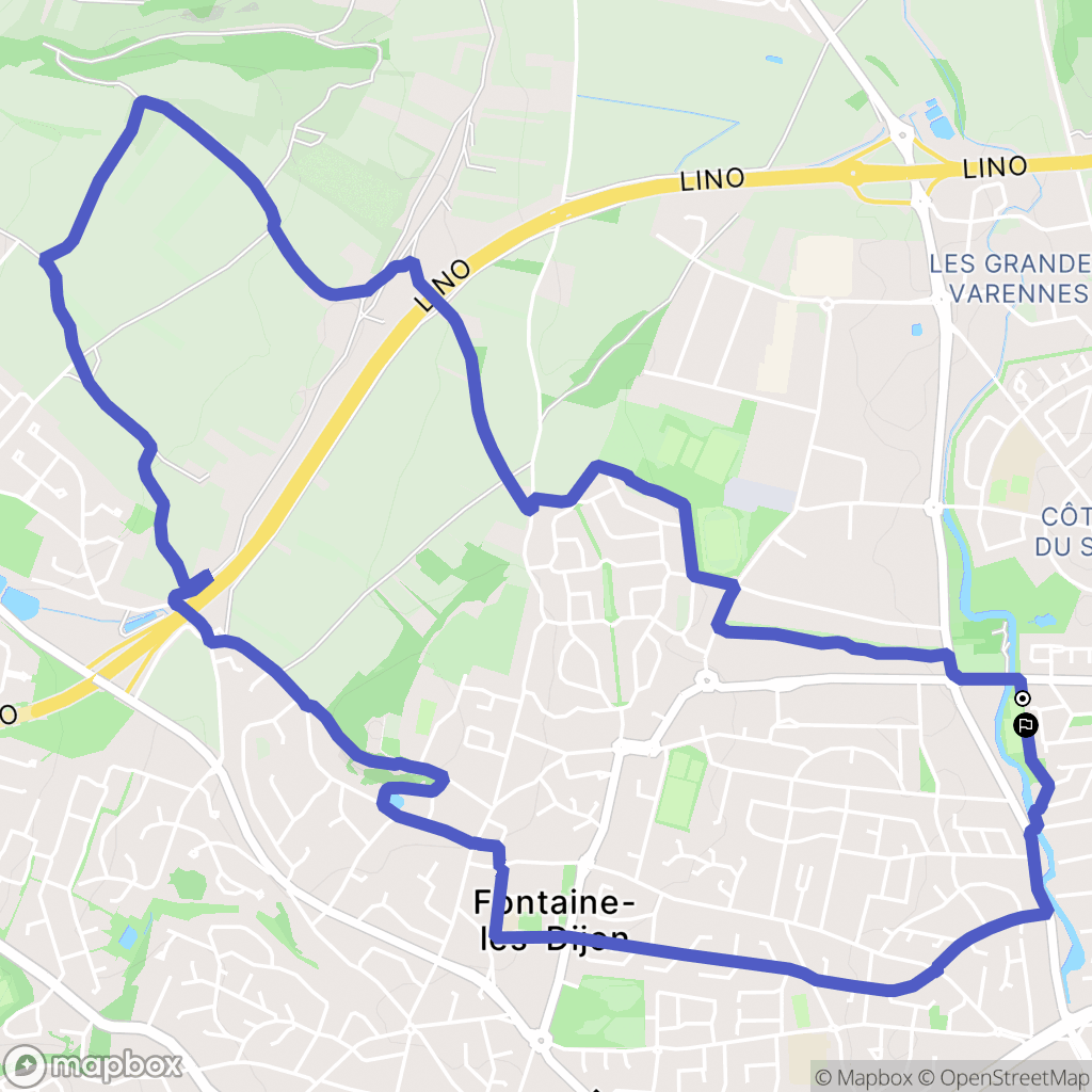 Dijon : carte du parcours de randonnée - France