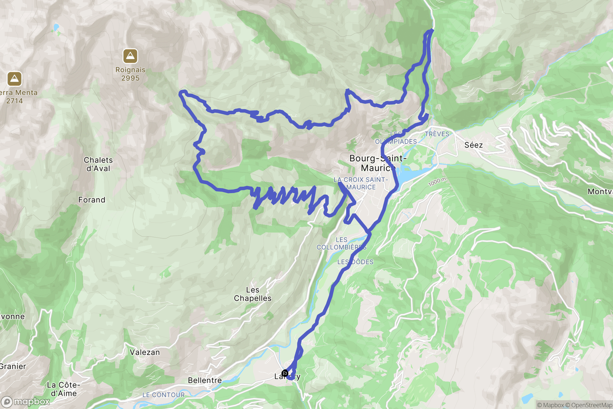 Landry : carte du parcours de randonnée - France