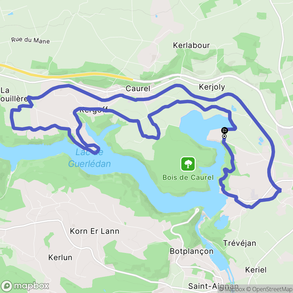 Guerlédan : carte du parcours de randonnée - France