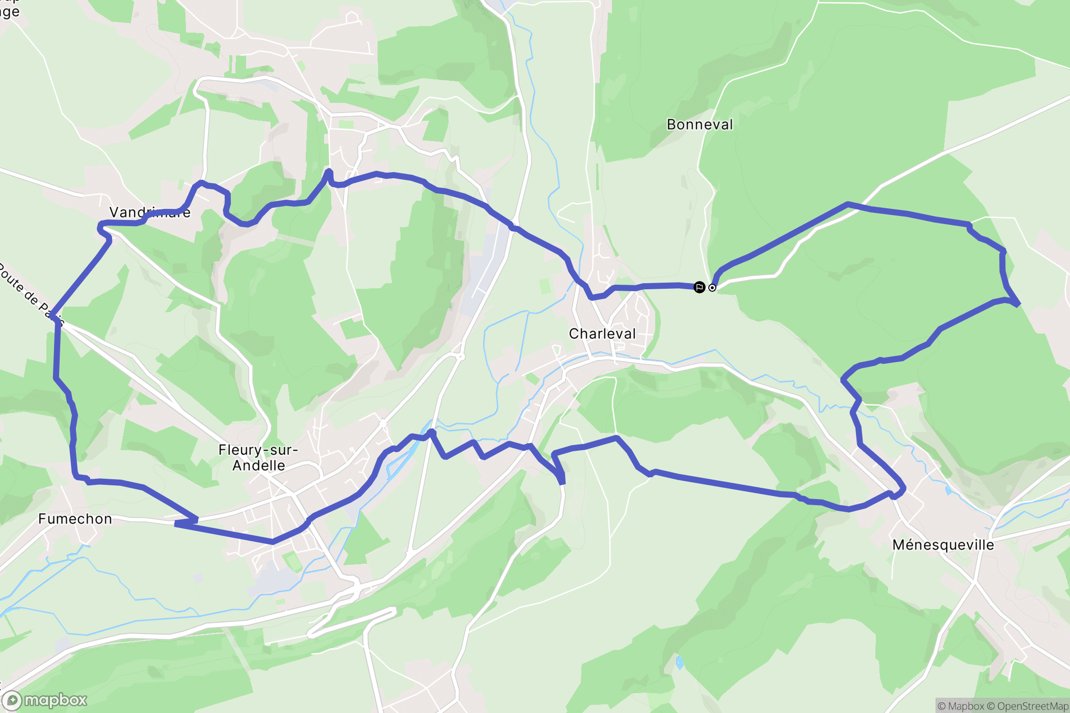 Rosay-sur-Lieure : carte du parcours de randonnée - France