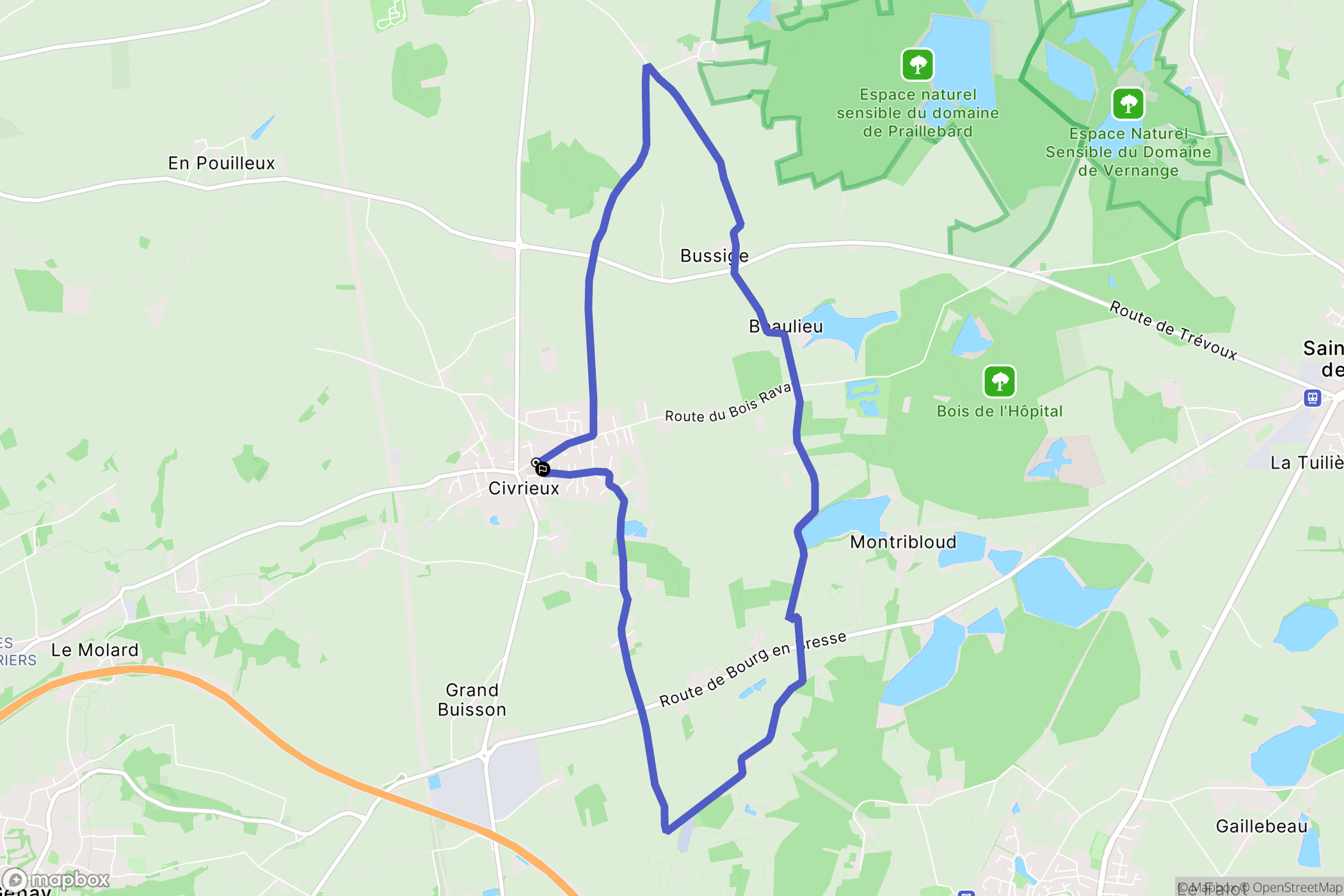 Civrieux : carte du parcours de randonnée - France