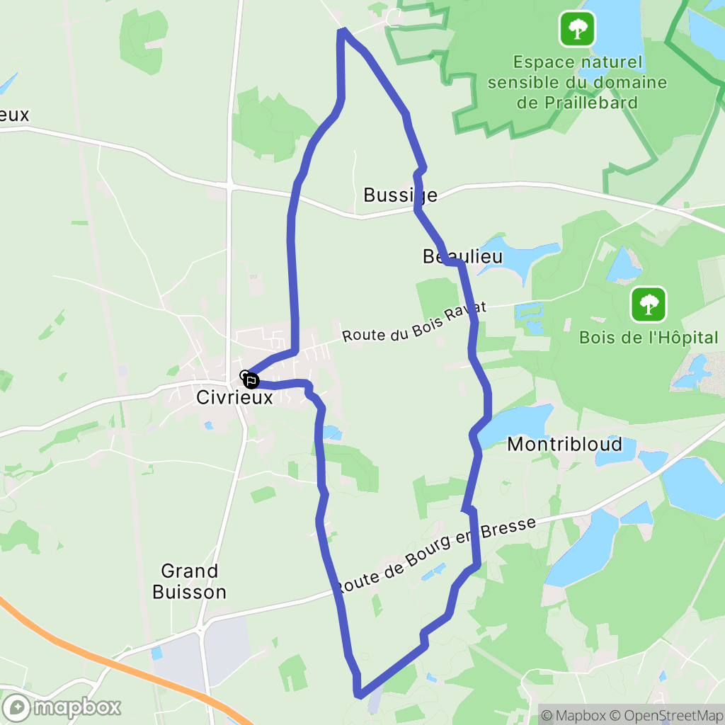 Civrieux : carte du parcours de randonnée - France