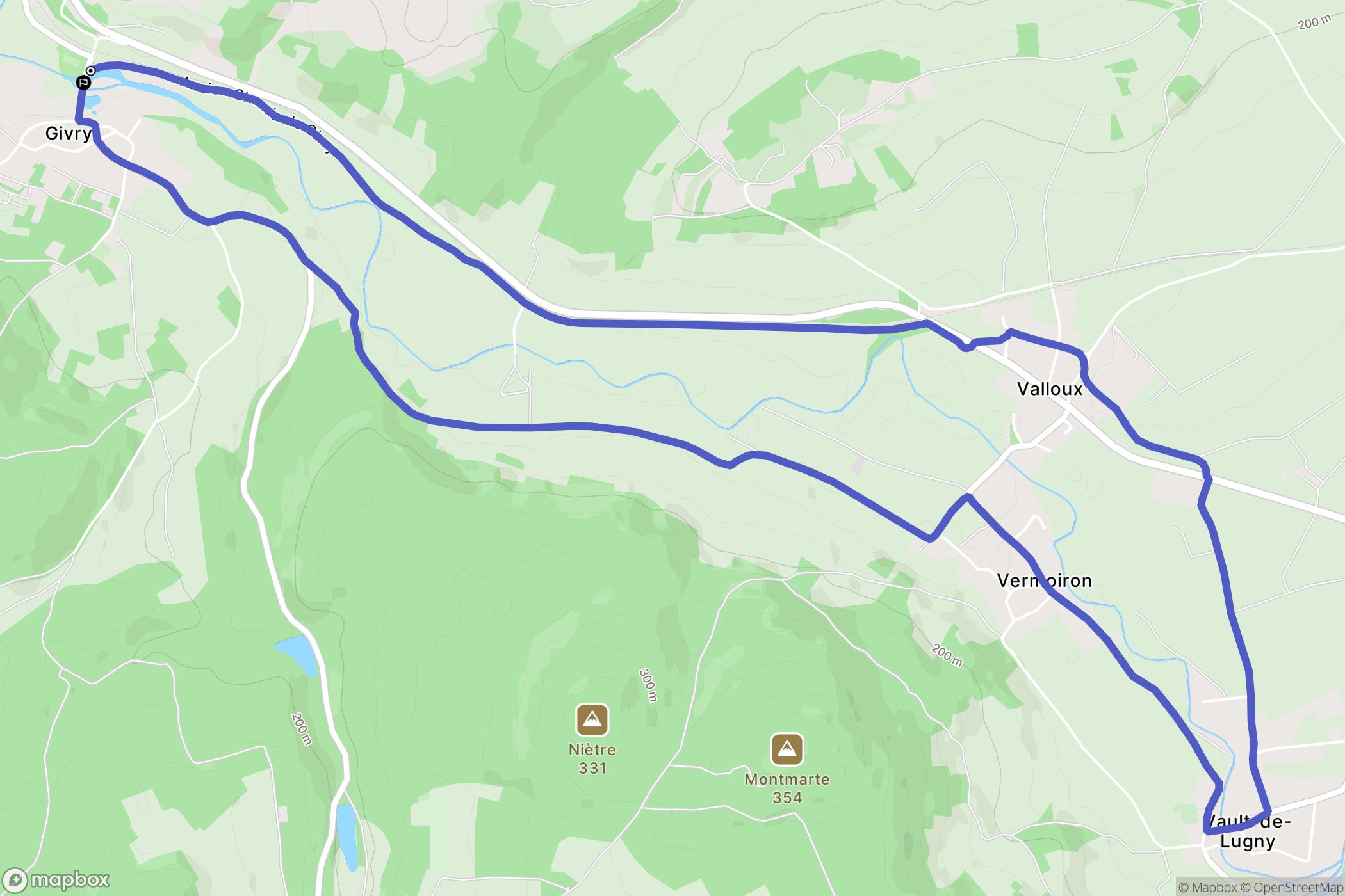 Givry : carte du parcours de randonnée - France