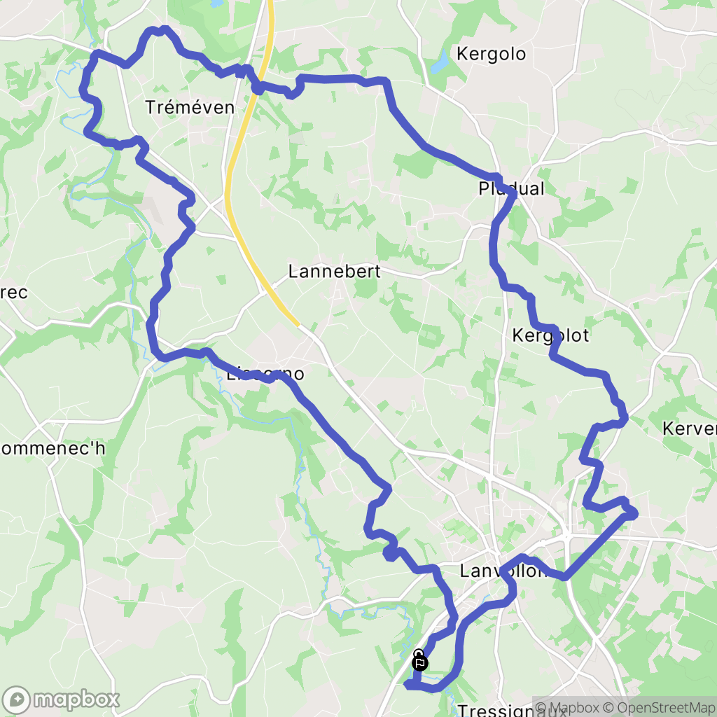 Lanvollon : carte du parcours de randonnée - France