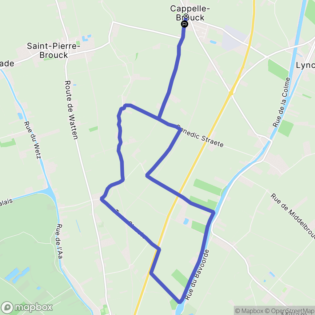 Cappelle-Brouck : carte du parcours de randonnée - France