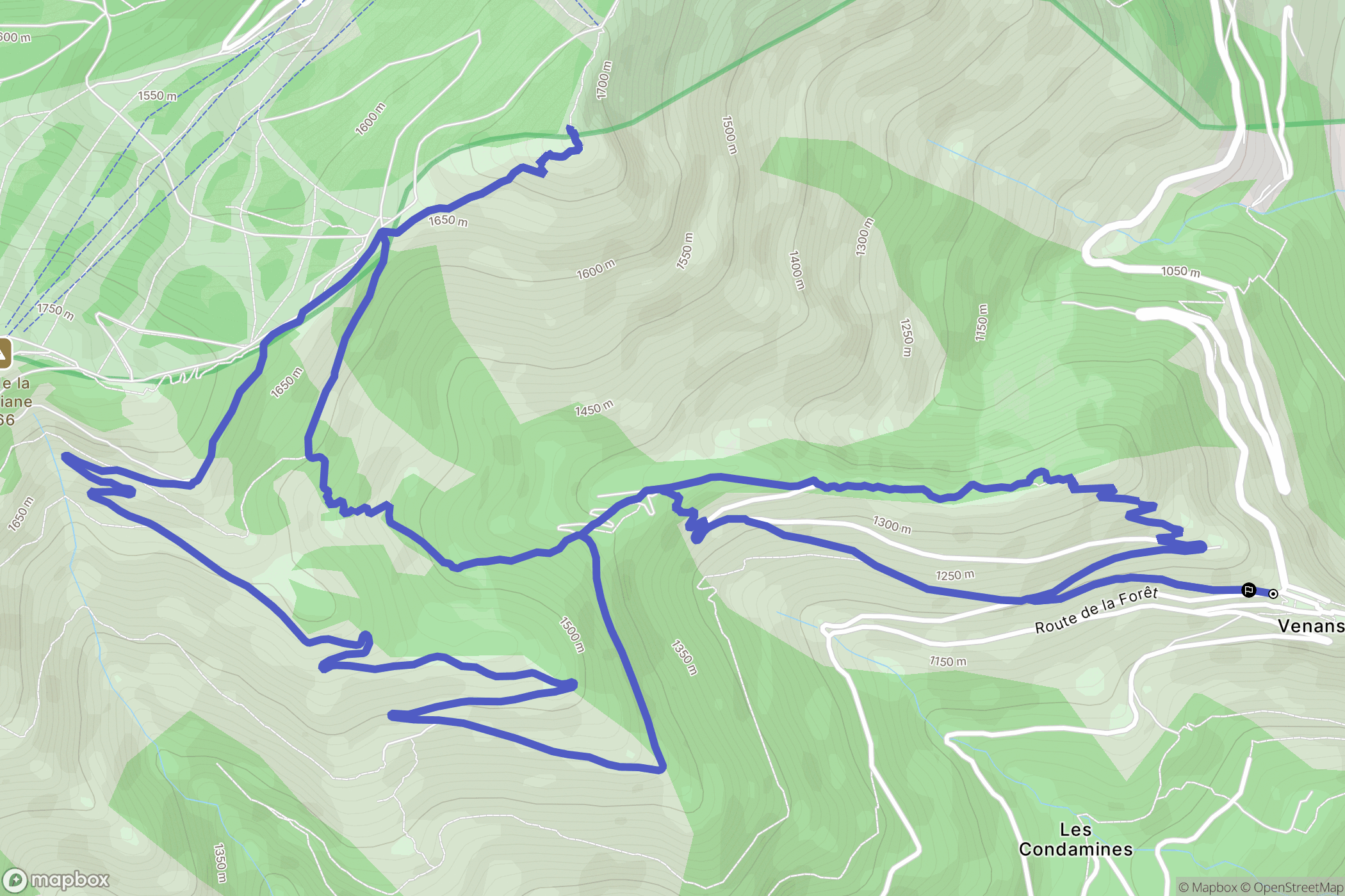 Venanson : carte du parcours de randonnée - France