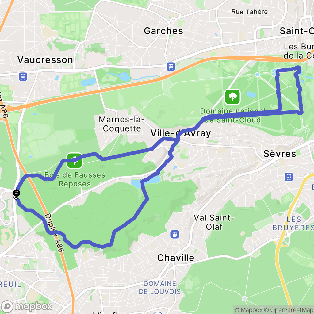 Versailles : carte du parcours de randonnée - France