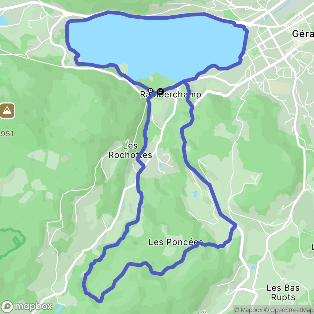 Gérardmer : carte du parcours de randonnée - France