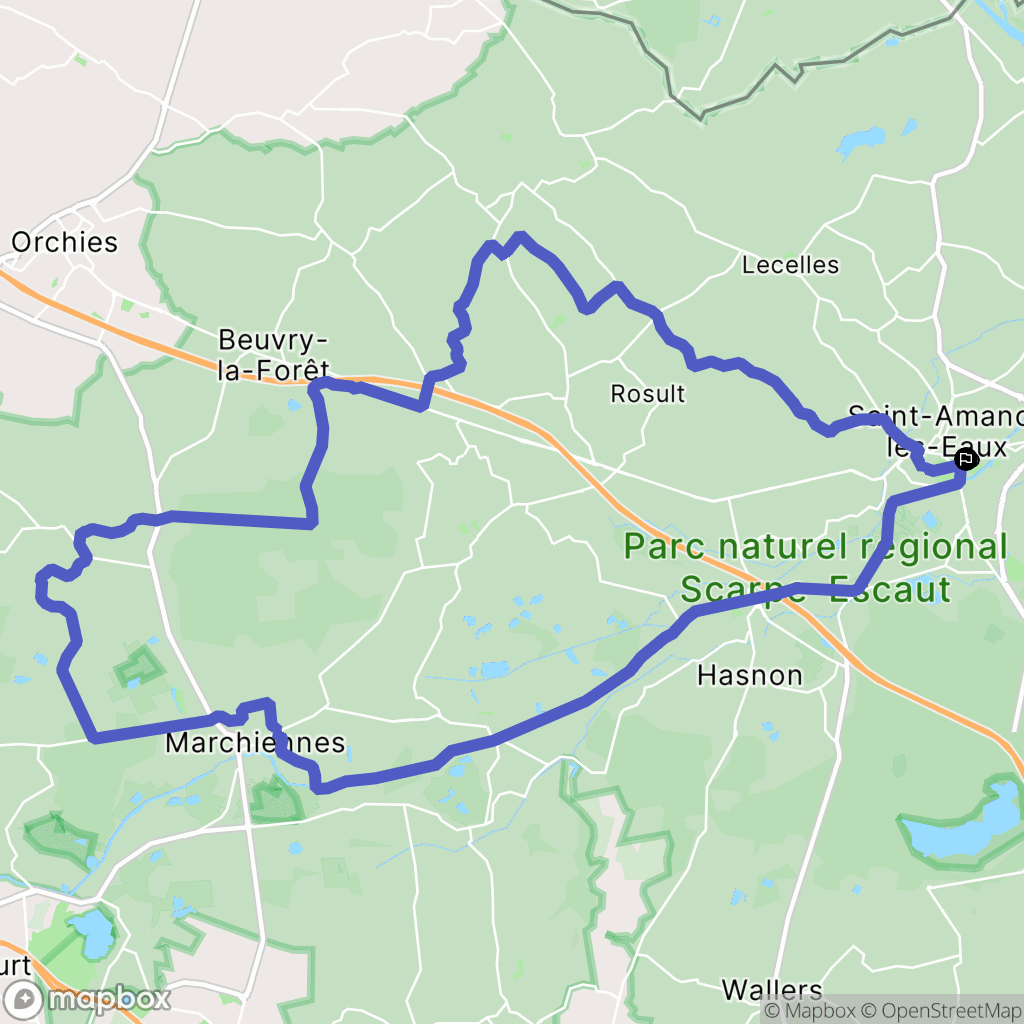 Saint-Amand-les-Eaux : carte du parcours de randonnée - France