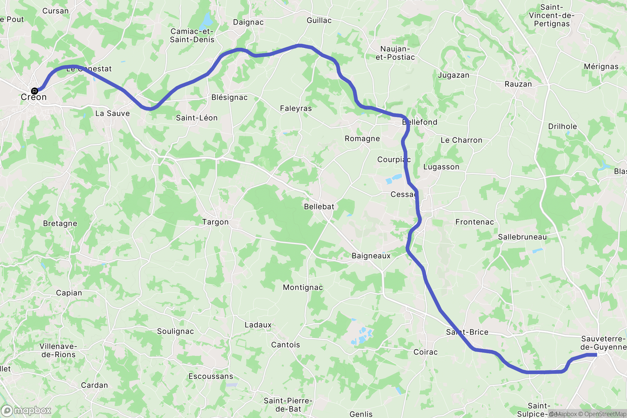 Créon : carte du parcours de randonnée - France