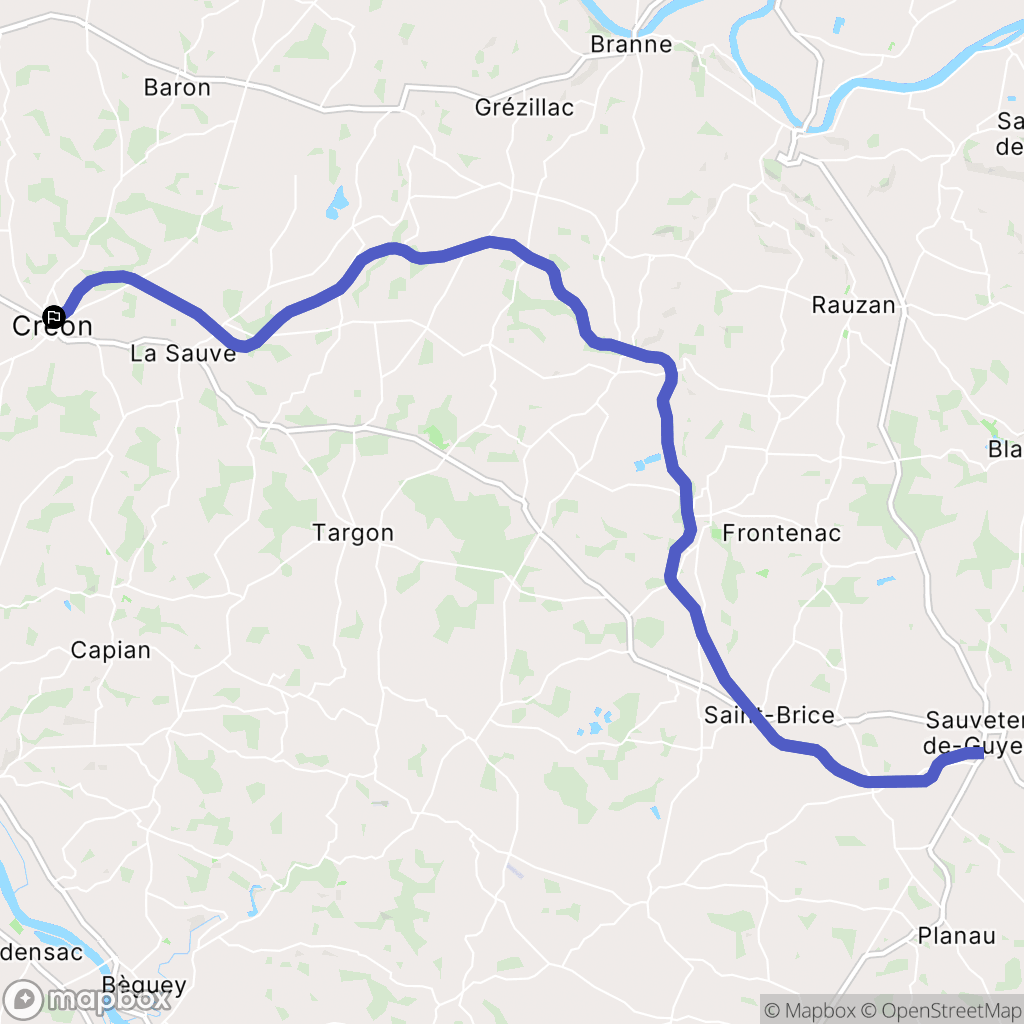 Créon : carte du parcours de randonnée - France