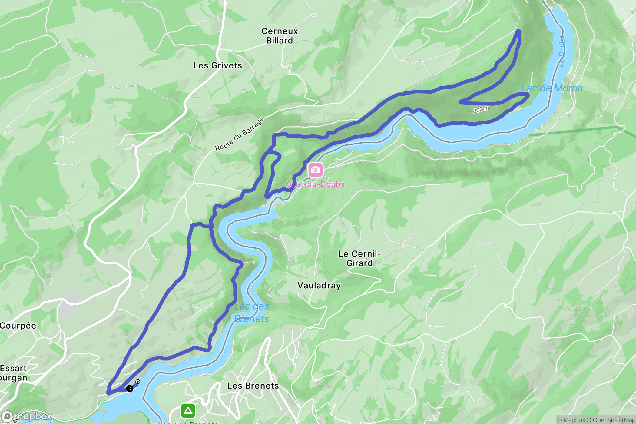 Villers-le-Lac : carte du parcours de randonnée - France