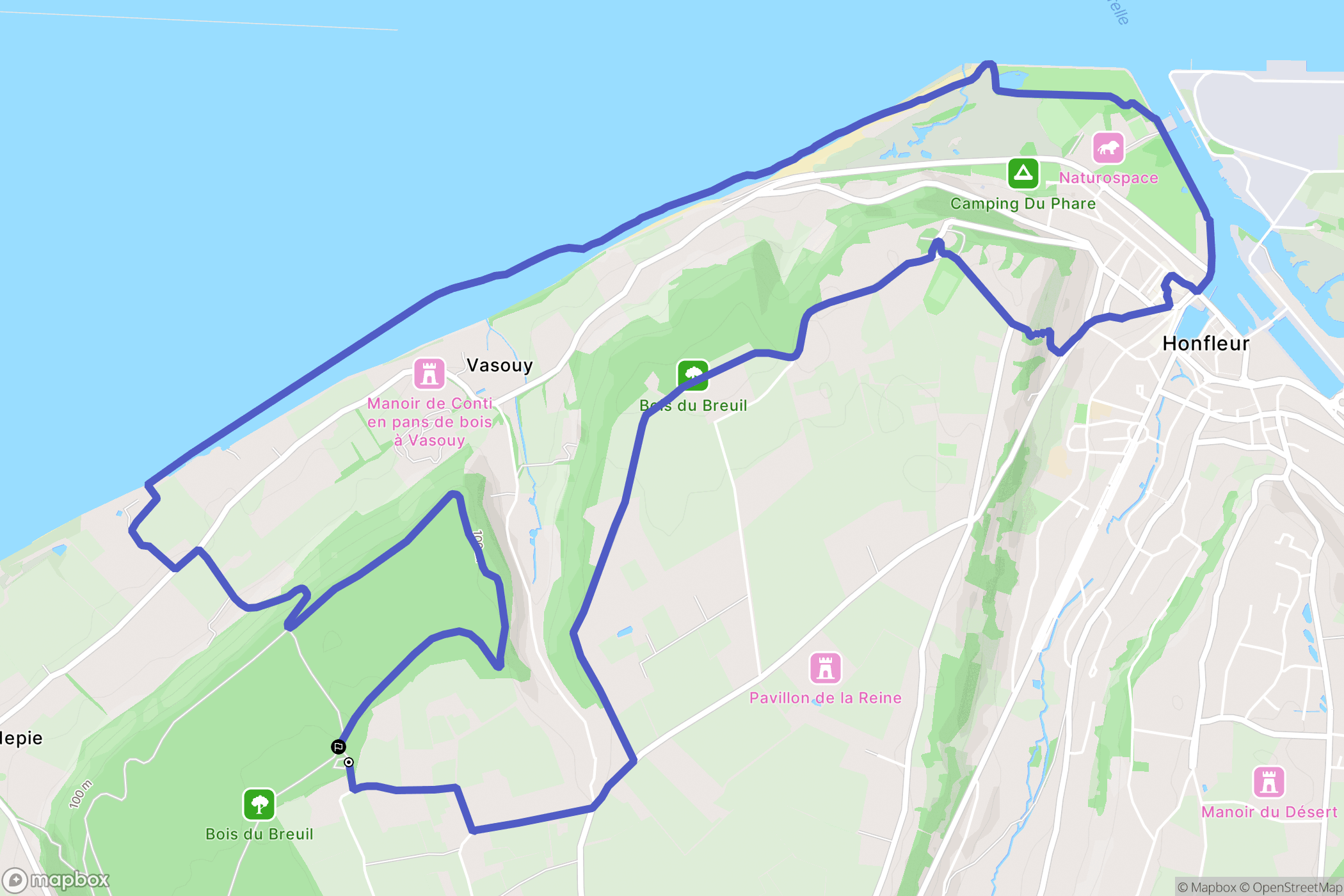 Équemauville : carte du parcours de randonnée - France