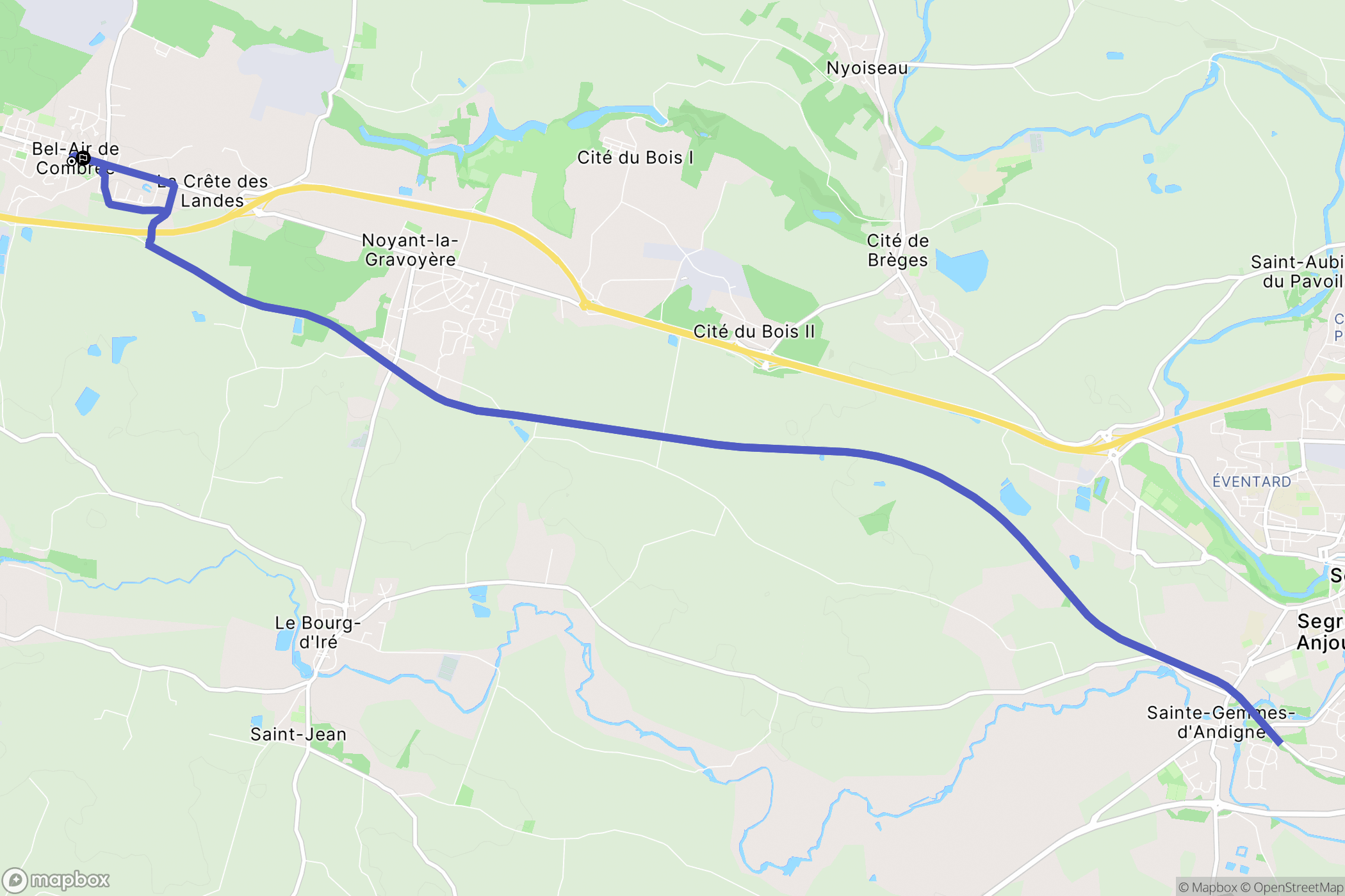 Ombrée d'Anjou : carte du parcours de randonnée - France